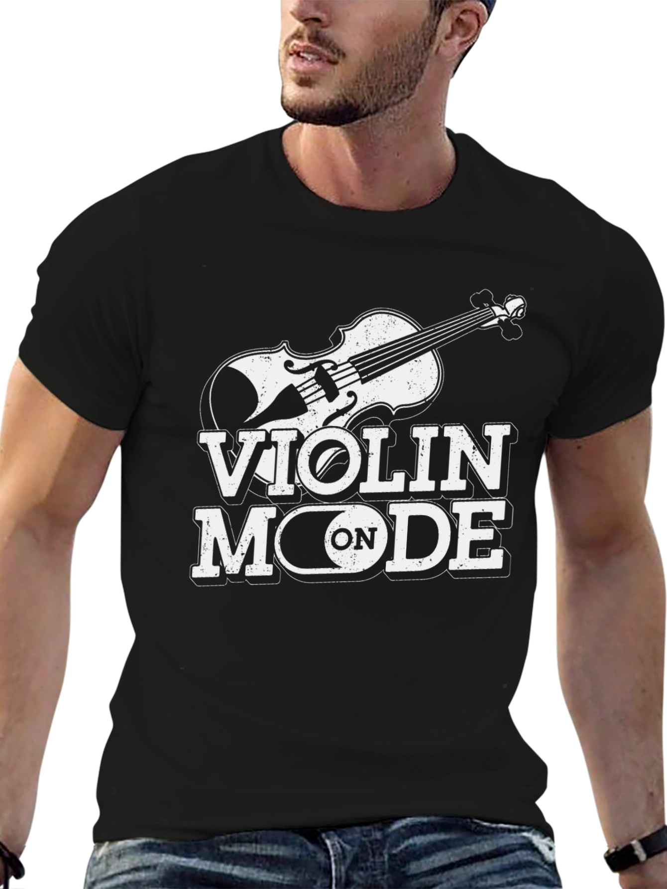 Black Violin Mode On Black Graphic T-Shirt view 6