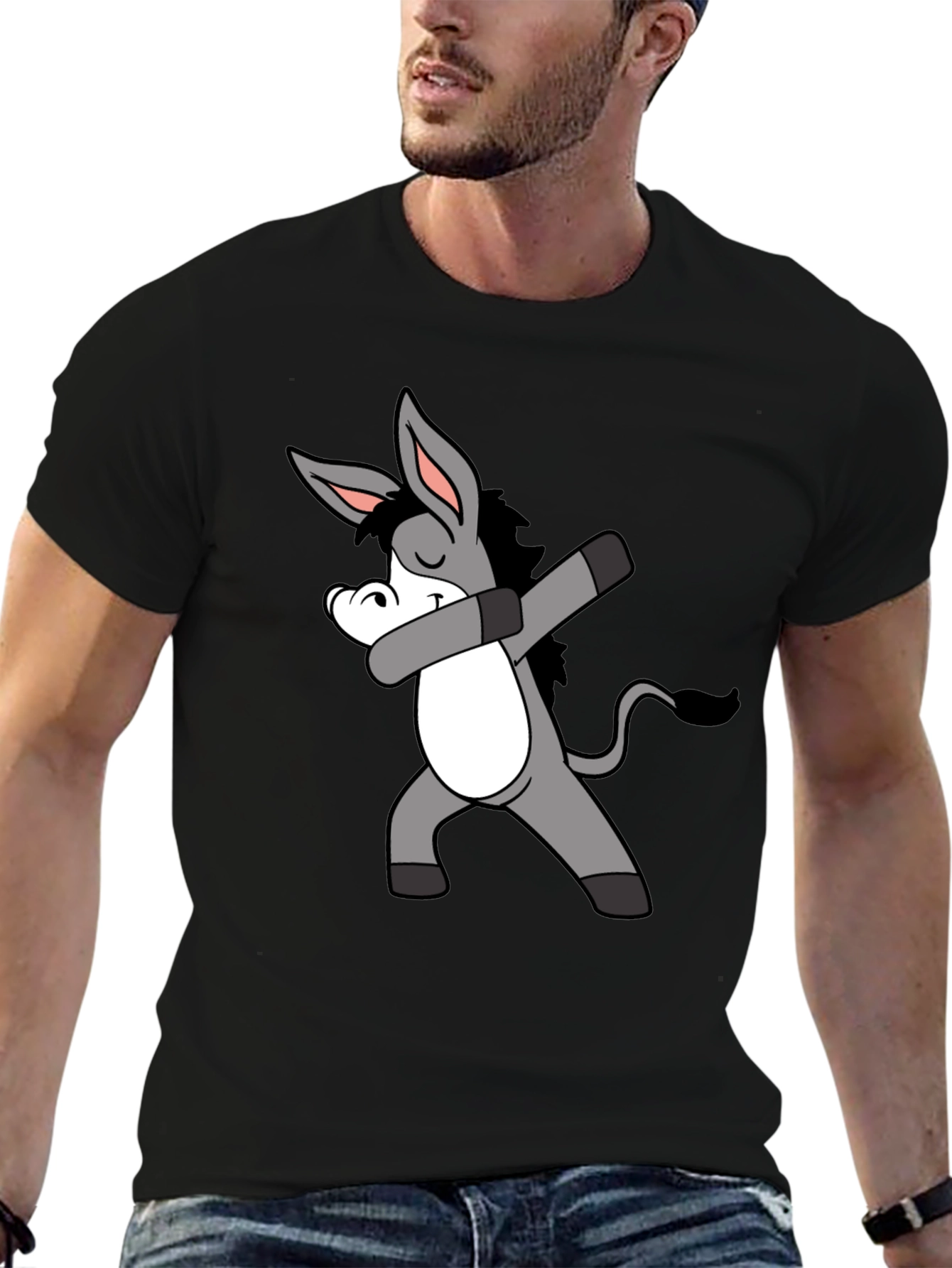 Black Dabbing Donkey Graphic Tee - Fun & Unique! view 6