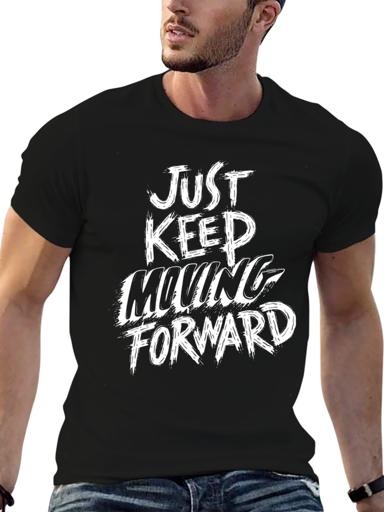 Black Just Keep Moving Forward Black T-Shirt view 6
