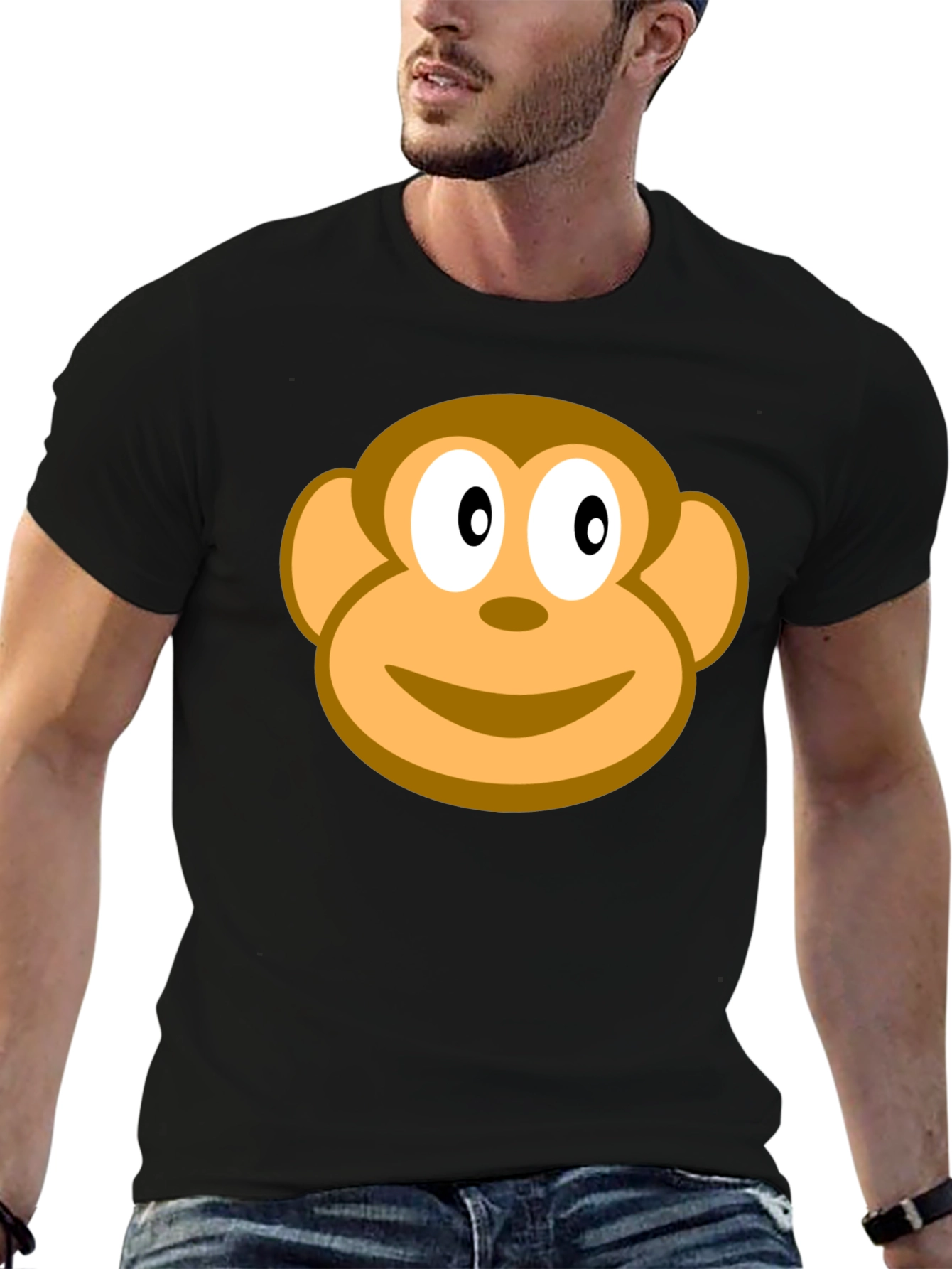 Black Monkey Face Graphic Black T-Shirt view 6