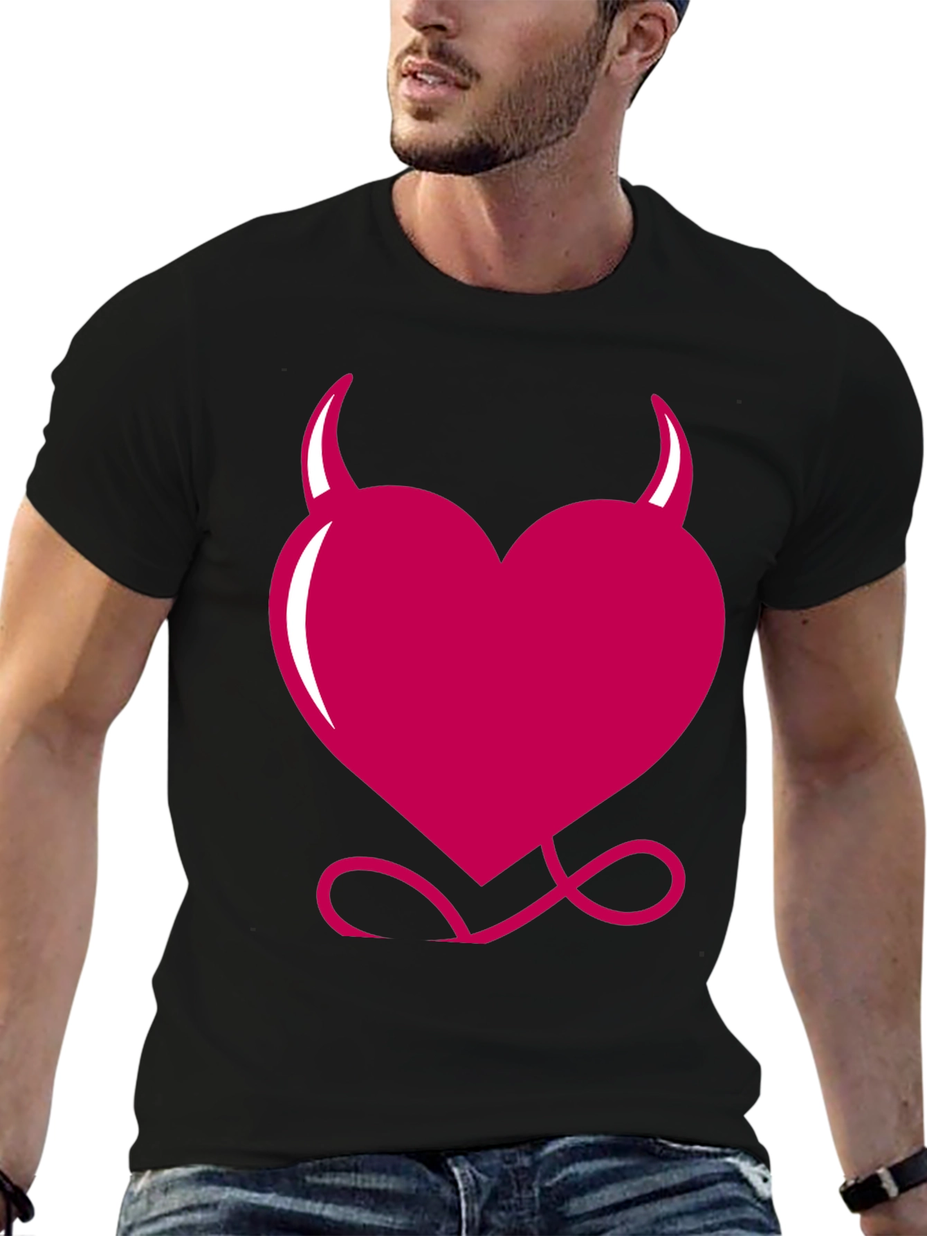 Black Devil Heart Graphic Tee - Black view 6