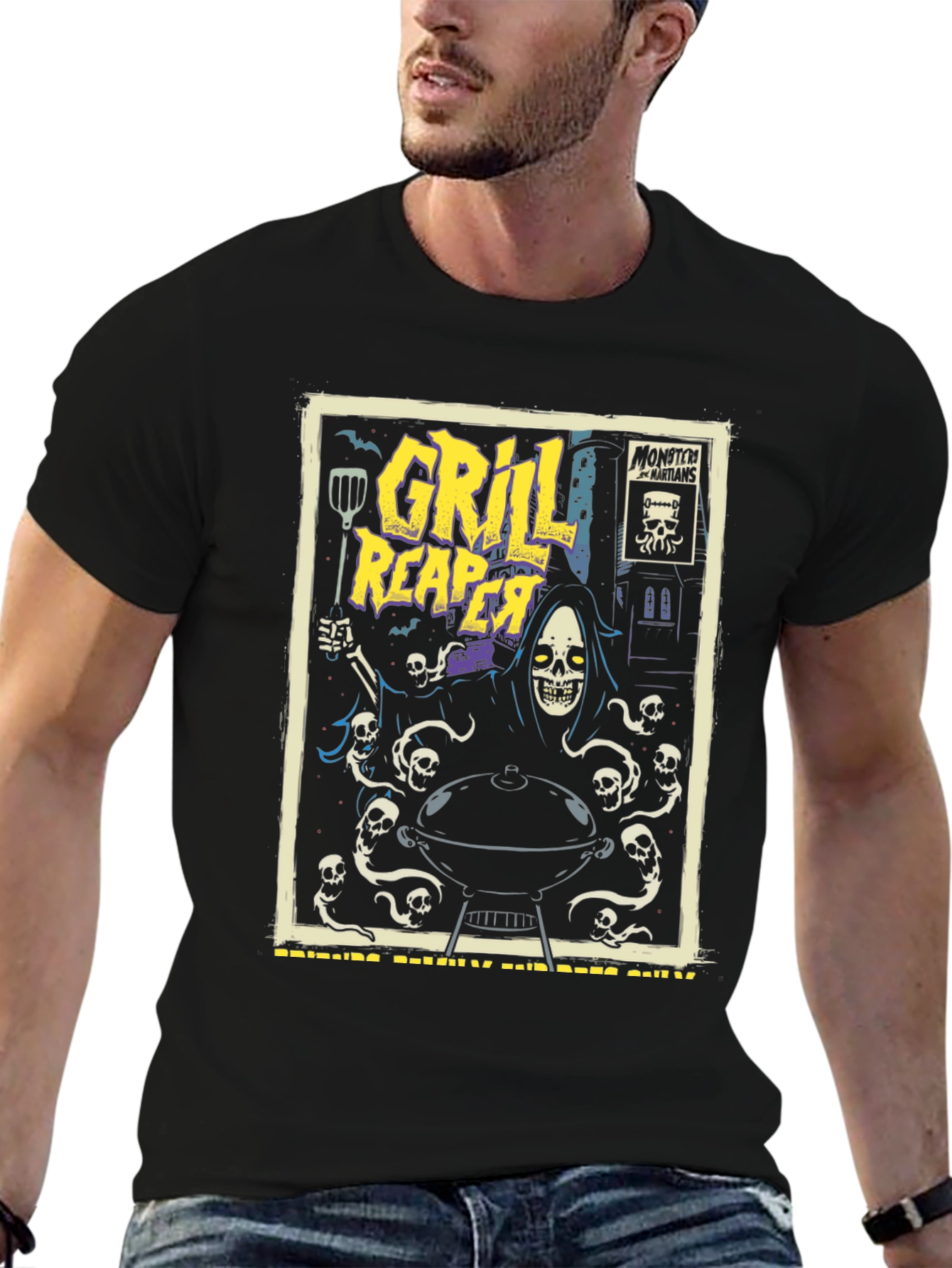 Black Grill Reaper Graphic T-Shirt view 6