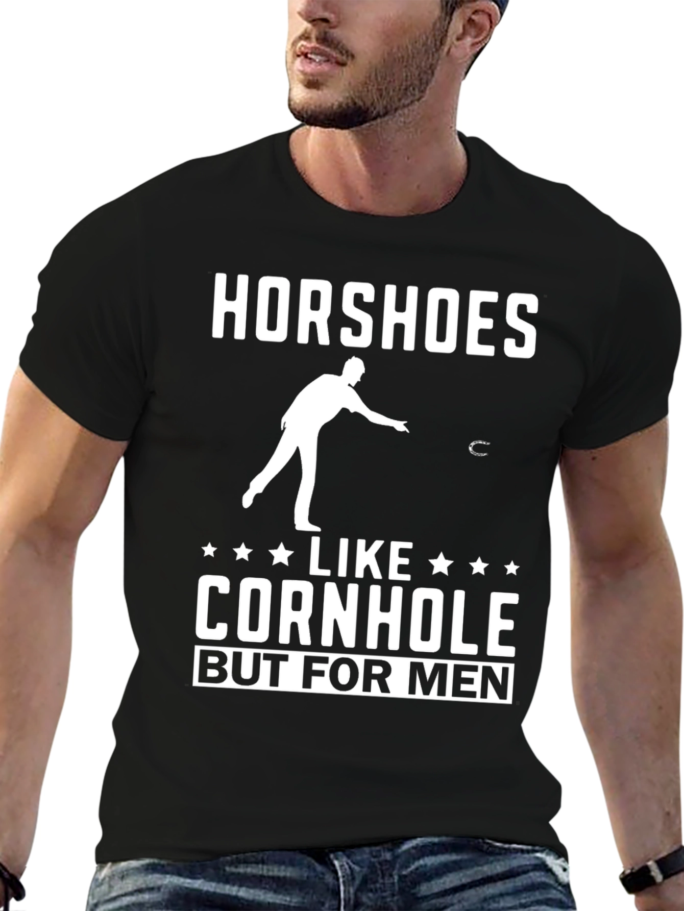 Black Horseshoes Like Cornhole But For Men T-Shirt view 6