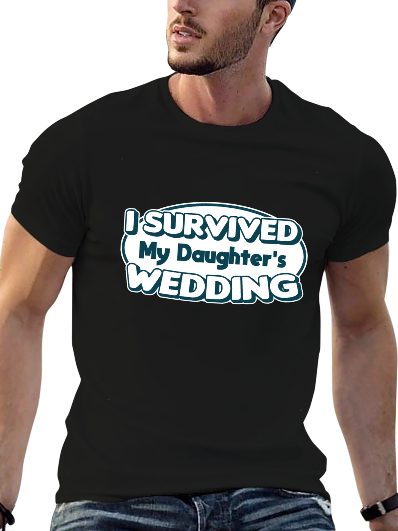 Black I Survived My Daughter's Wedding T-Shirt view 6
