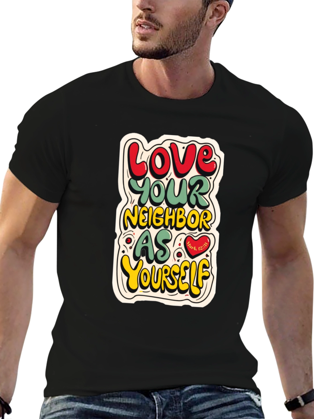 Black Love Your Neighbor T-Shirt view 6