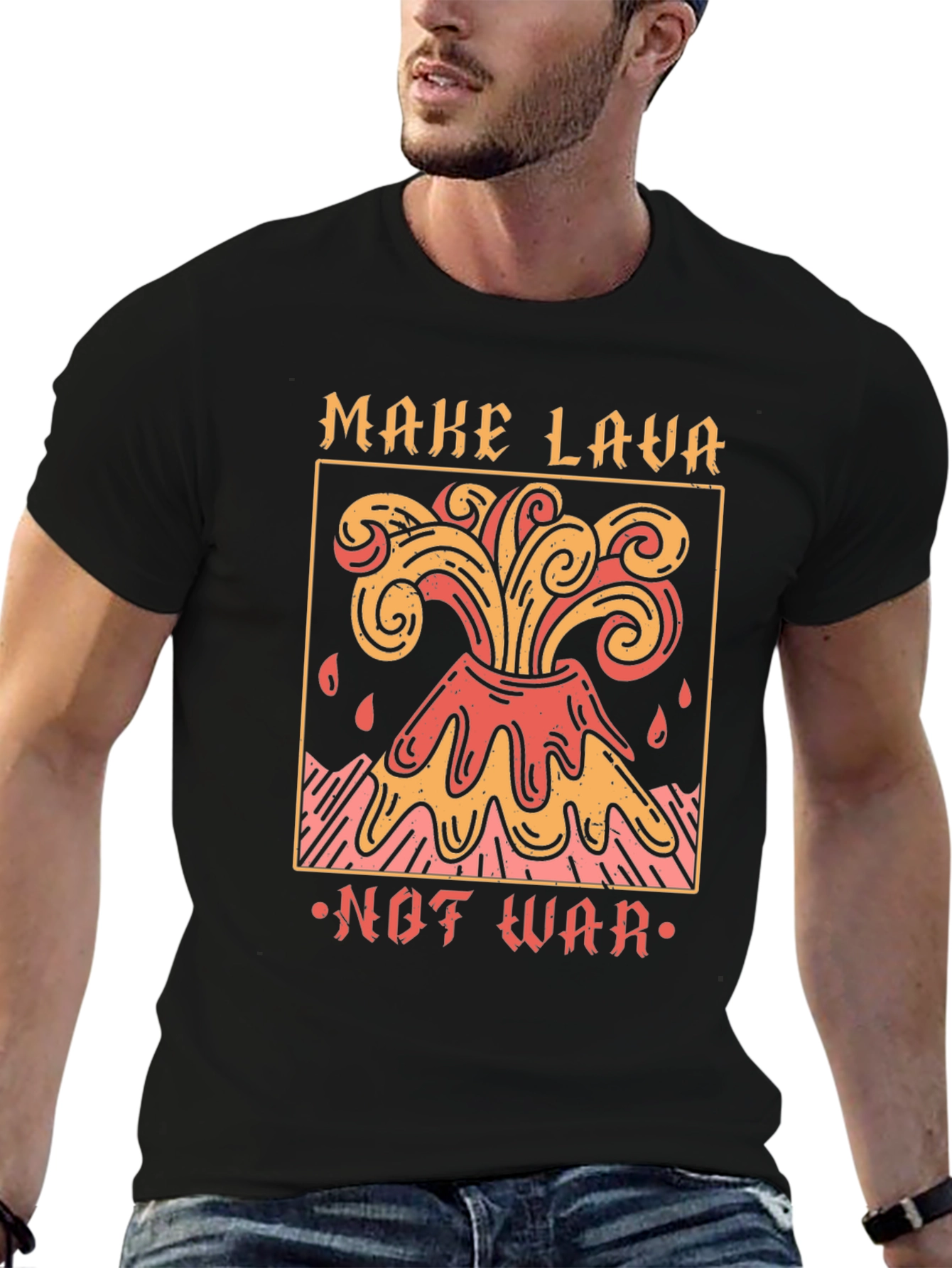 Black Make Lava Not War Graphic T-Shirt view 6