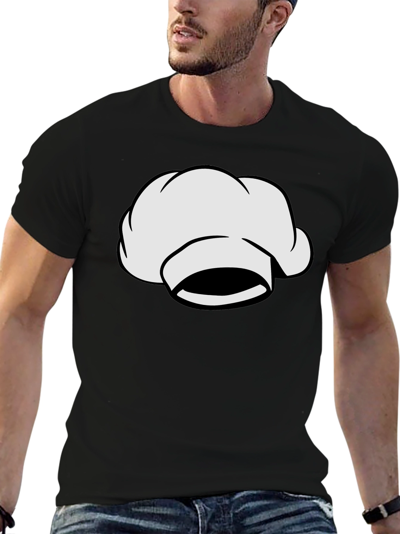 Black Chef Hat Graphic Tee - Black Cotton T-Shirt view 6