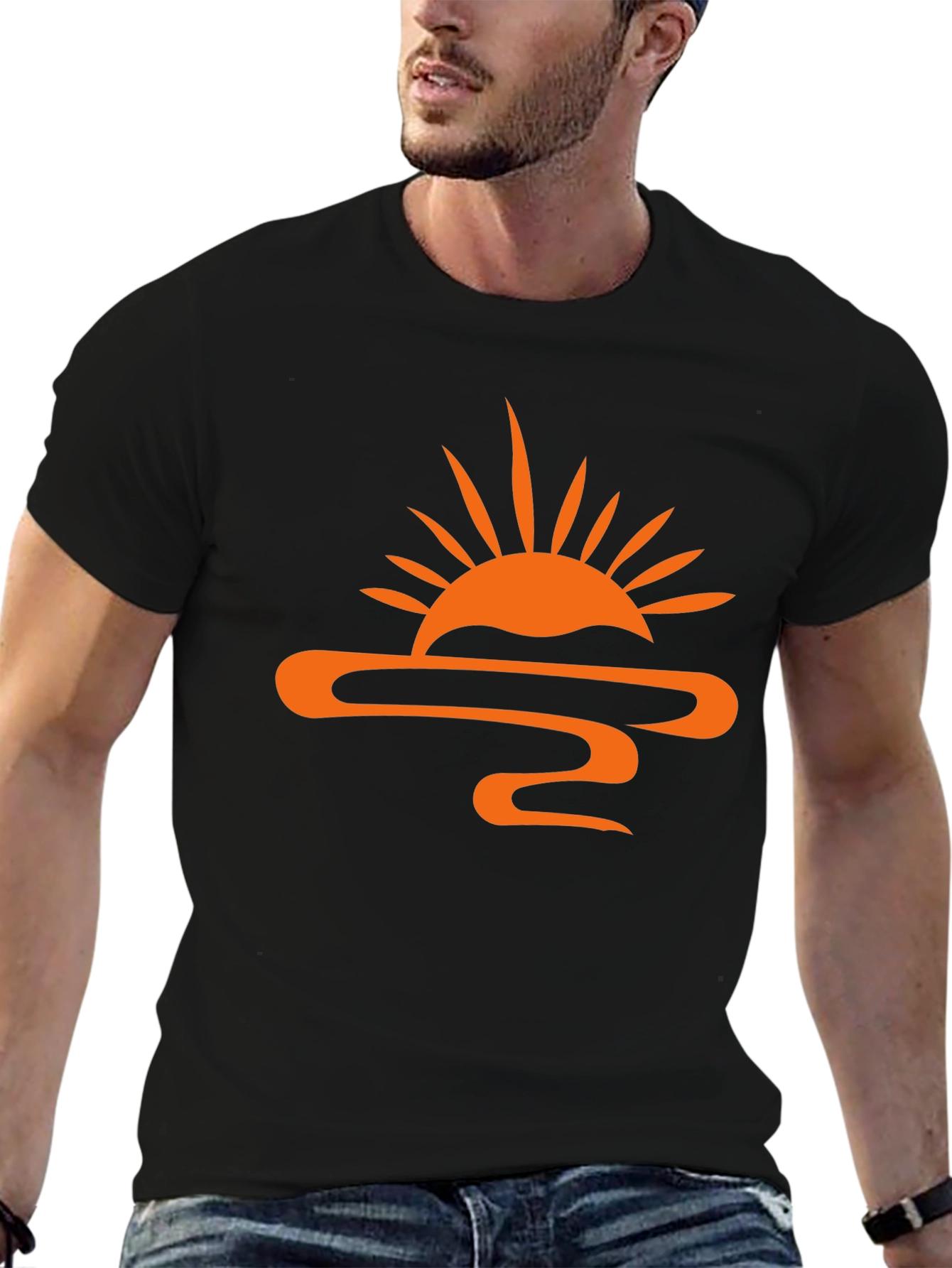 Black Sunset Graphic Tee - Stylish Black T-Shirt view 6