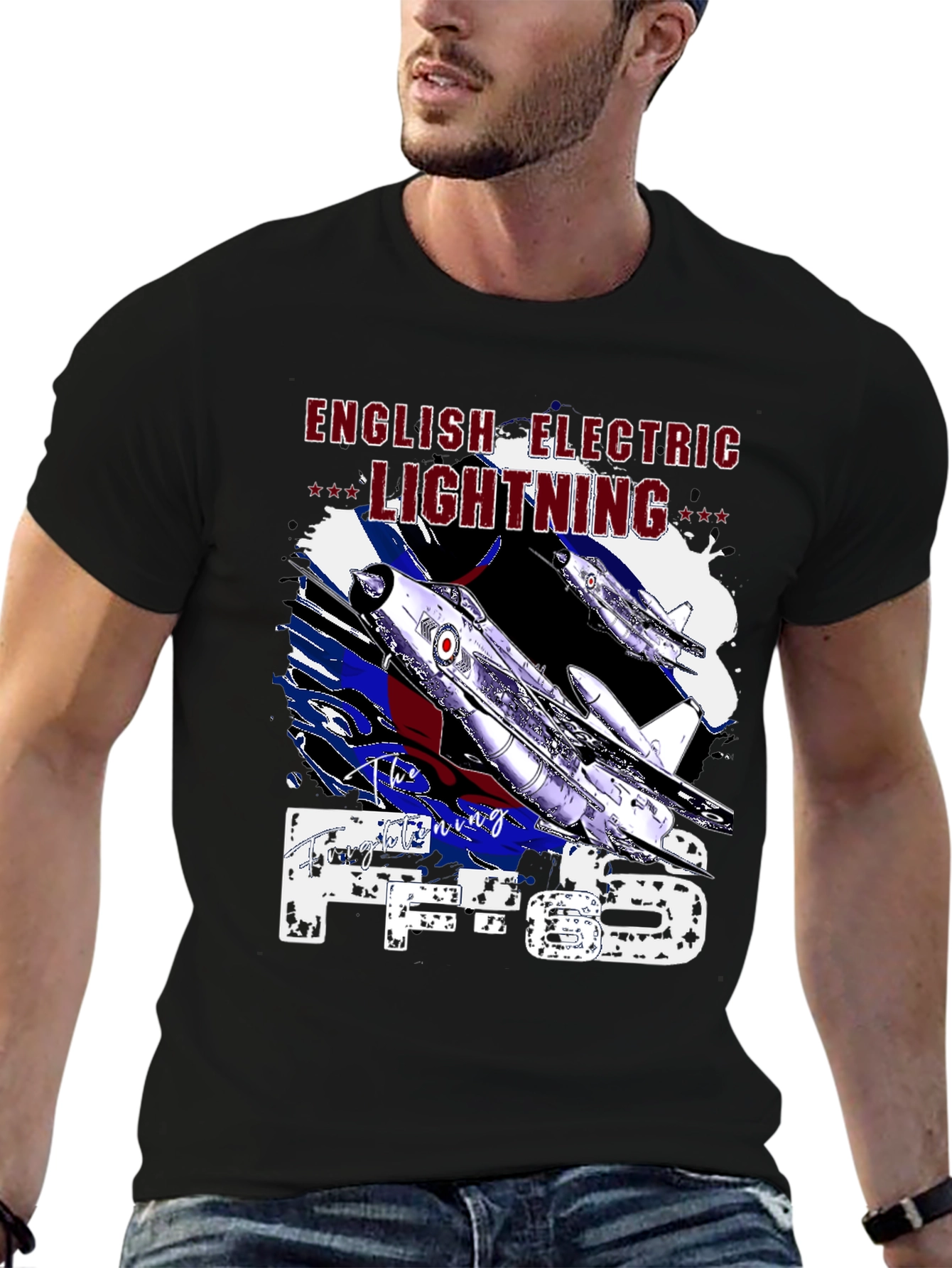 Black English Electric Lightning F.6 T-Shirt view 6