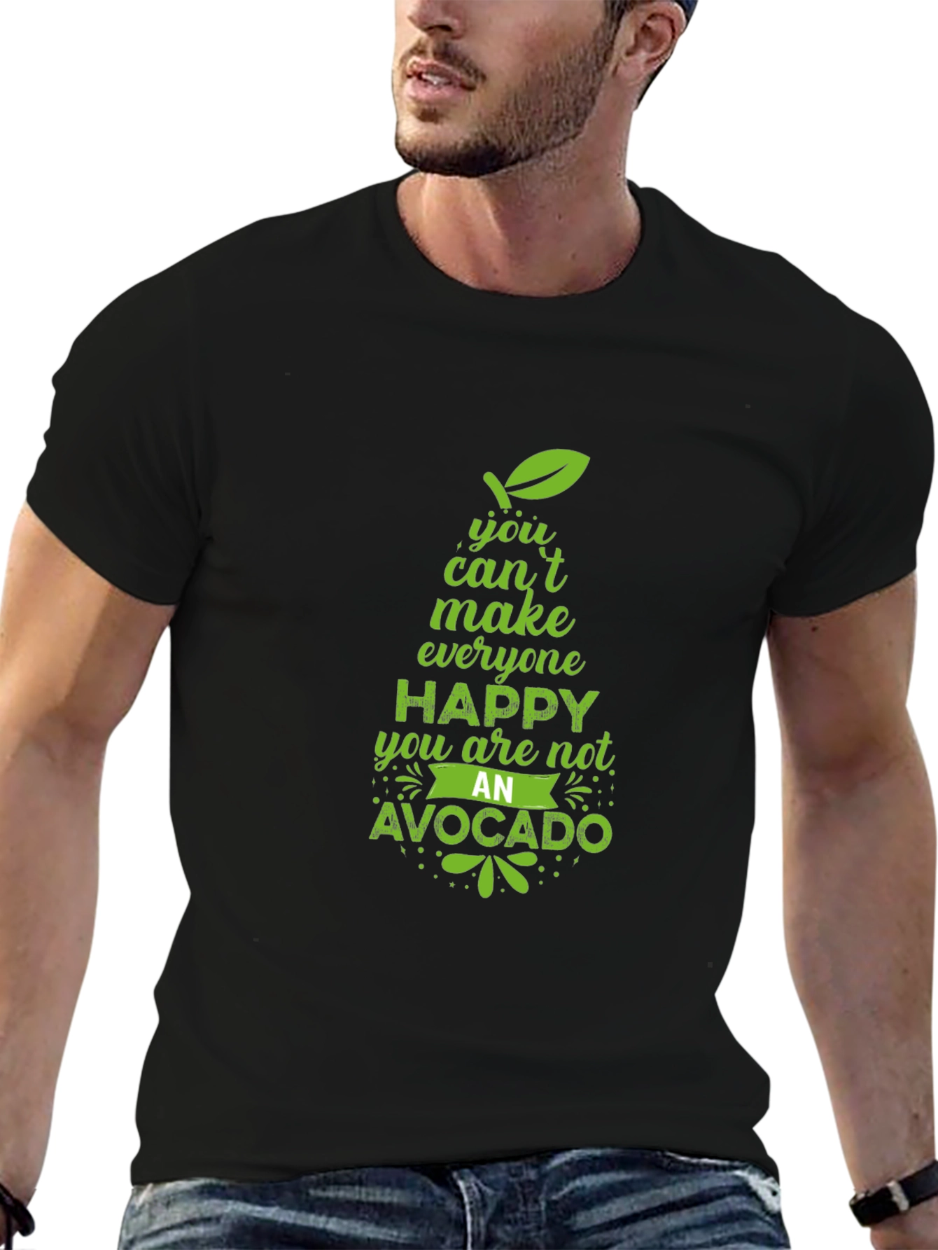 Black Avocado Happy T-Shirt - Funny Graphic Tee view 6