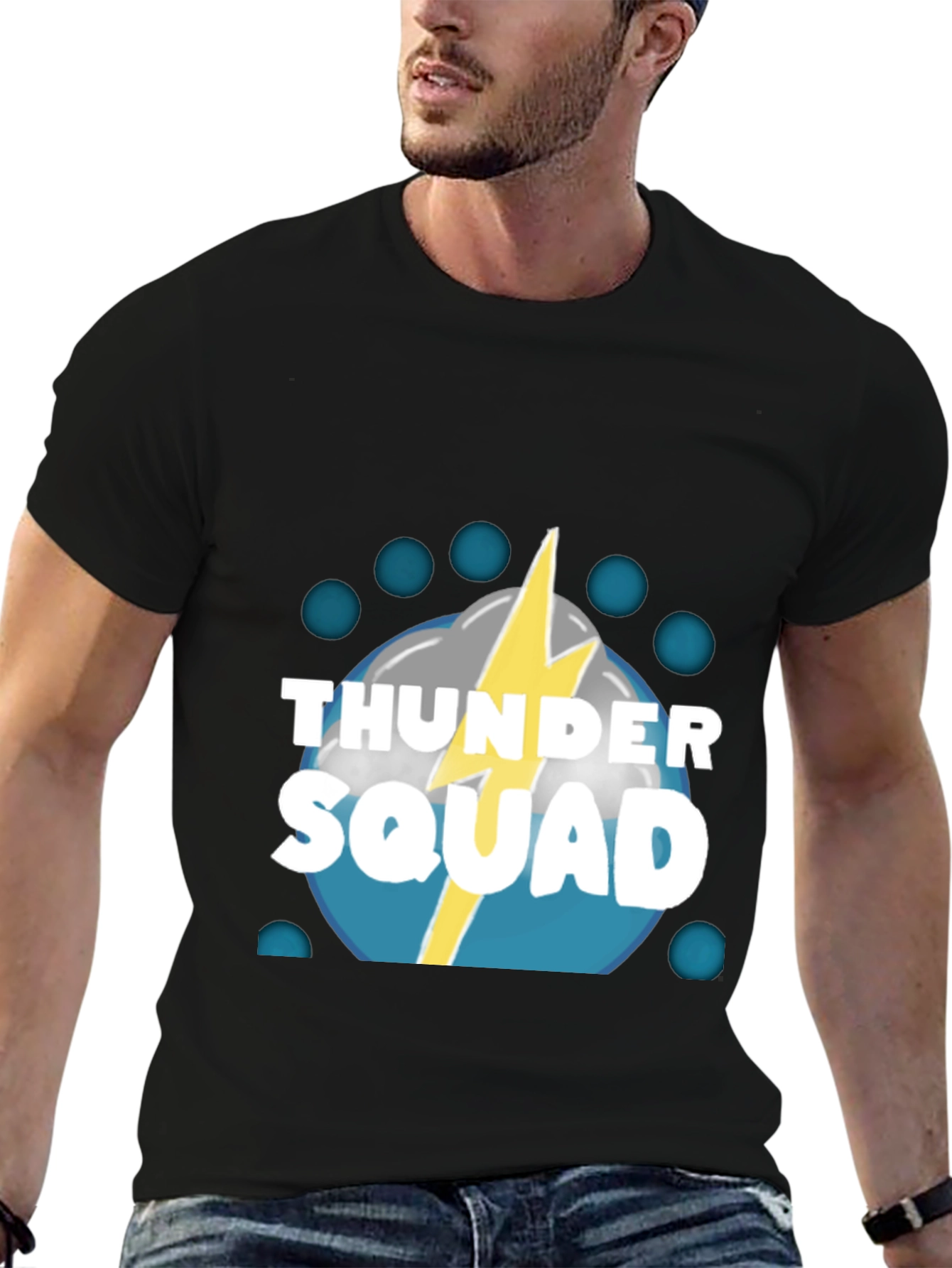 Black Thunder Squad Graphic Tee - Black Crew Neck T-Shirt view 6