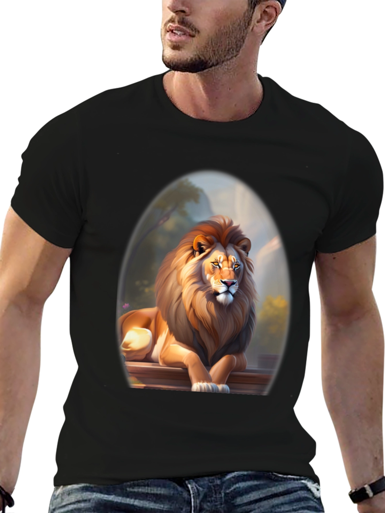 Black Lion Graphic Tee - Bold Black T-Shirt view 6