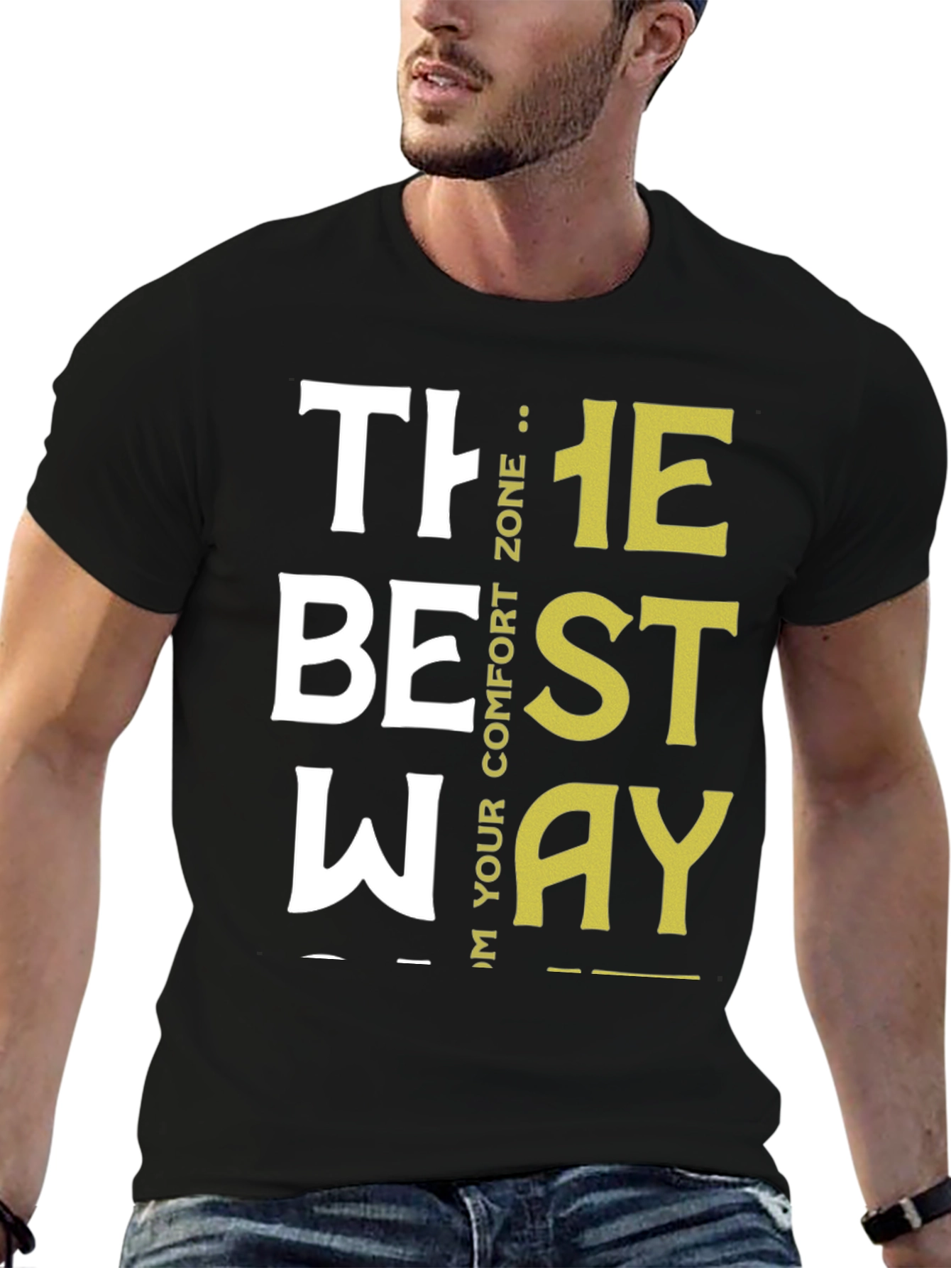 Black Motivational "The Best Way" Graphic Tee view 6