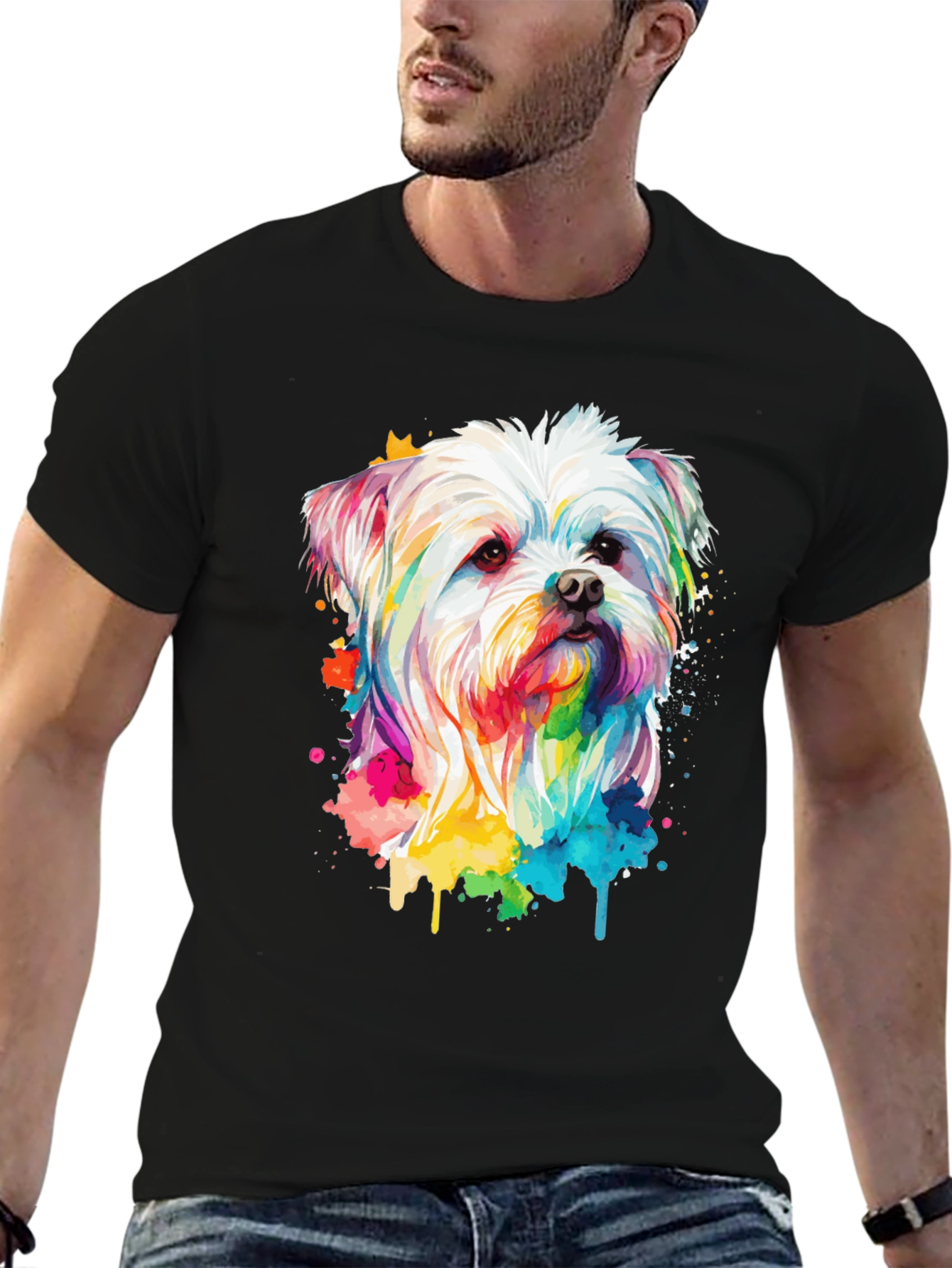 Black Rainbow Dog T-Shirt view 6