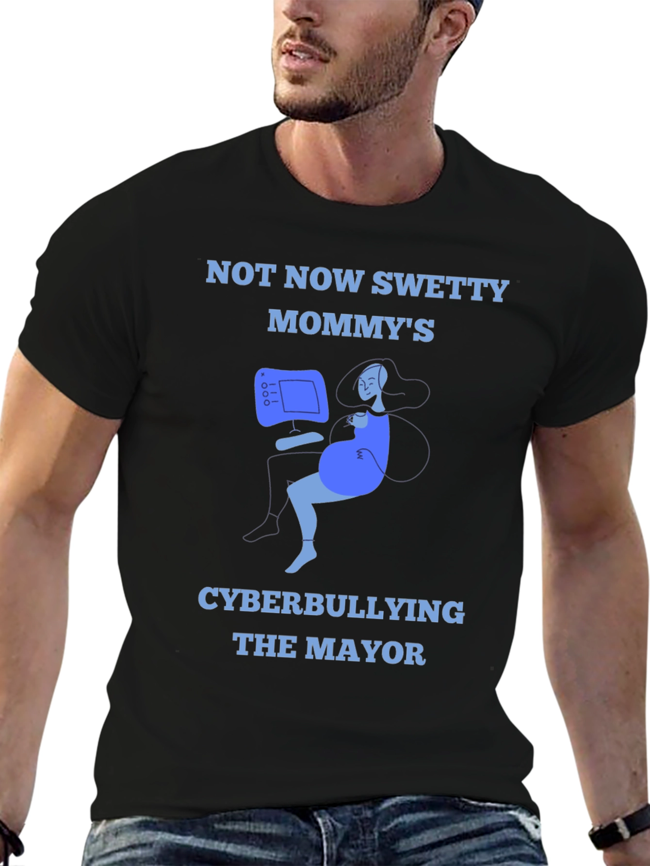 Black Cyberbullying Mommy T-Shirt - Funny Graphic Tee view 6