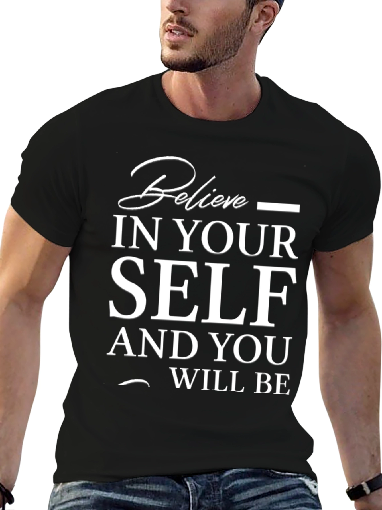Black Believe in Yourself T-Shirt - Motivational Tee view 6