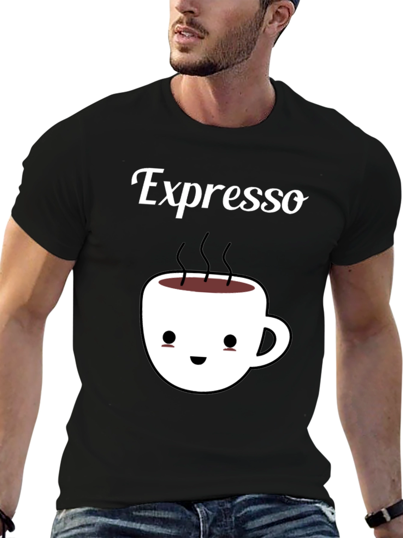 Black Espresso Kawaii Cup Black T-Shirt view 6
