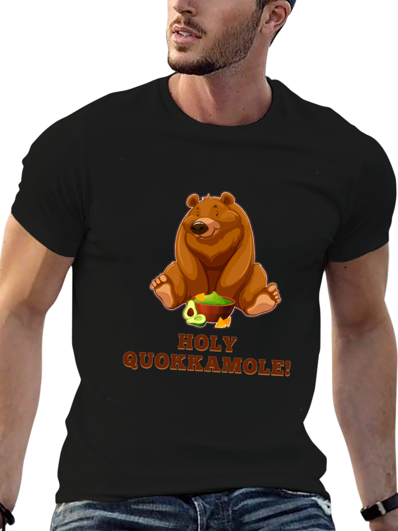 Black Holy Quokkamole T-Shirt - Funny Bear & Guacamole Tee view 6