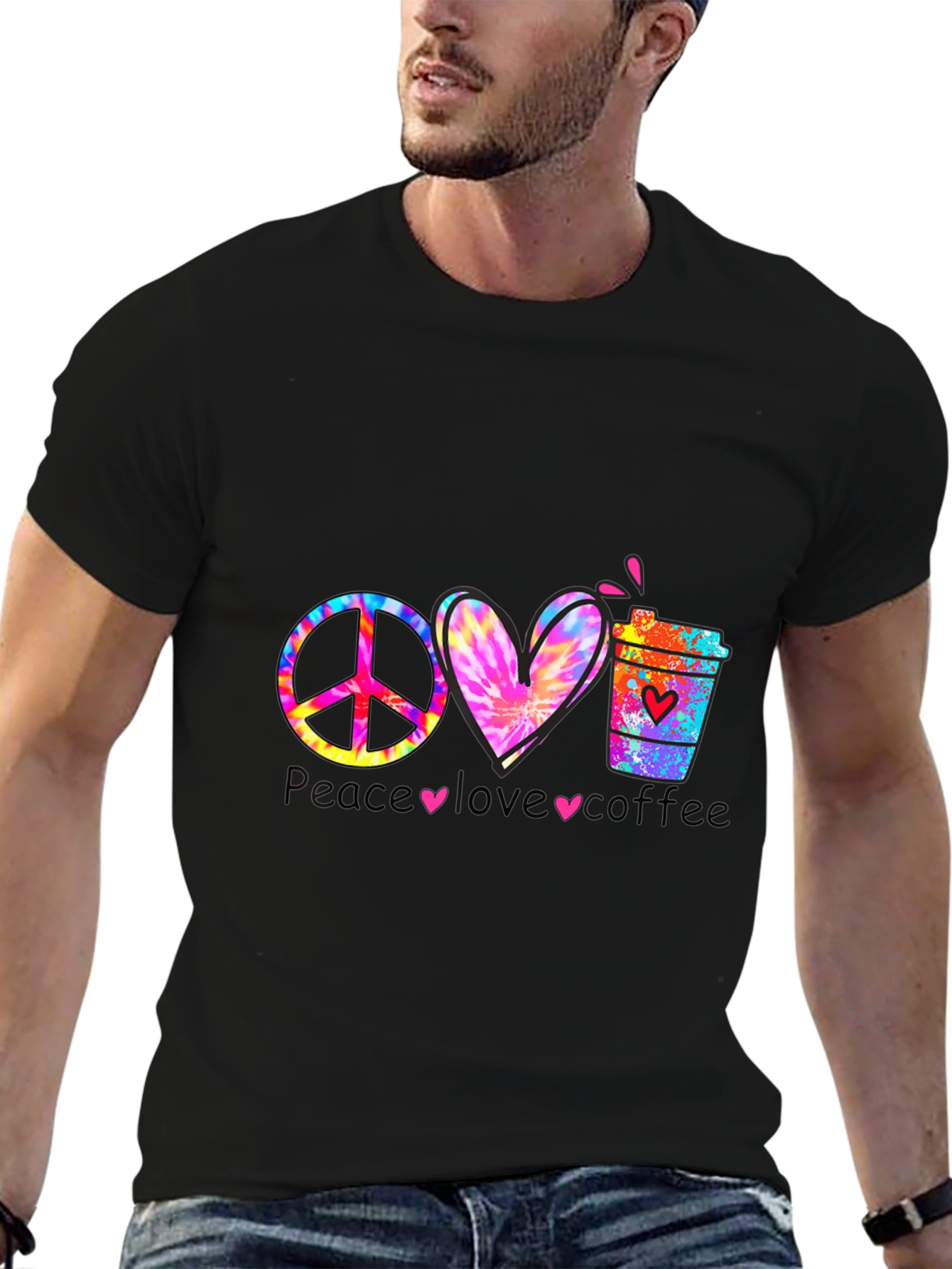 Black Peace Love Coffee Graphic Tee view 6