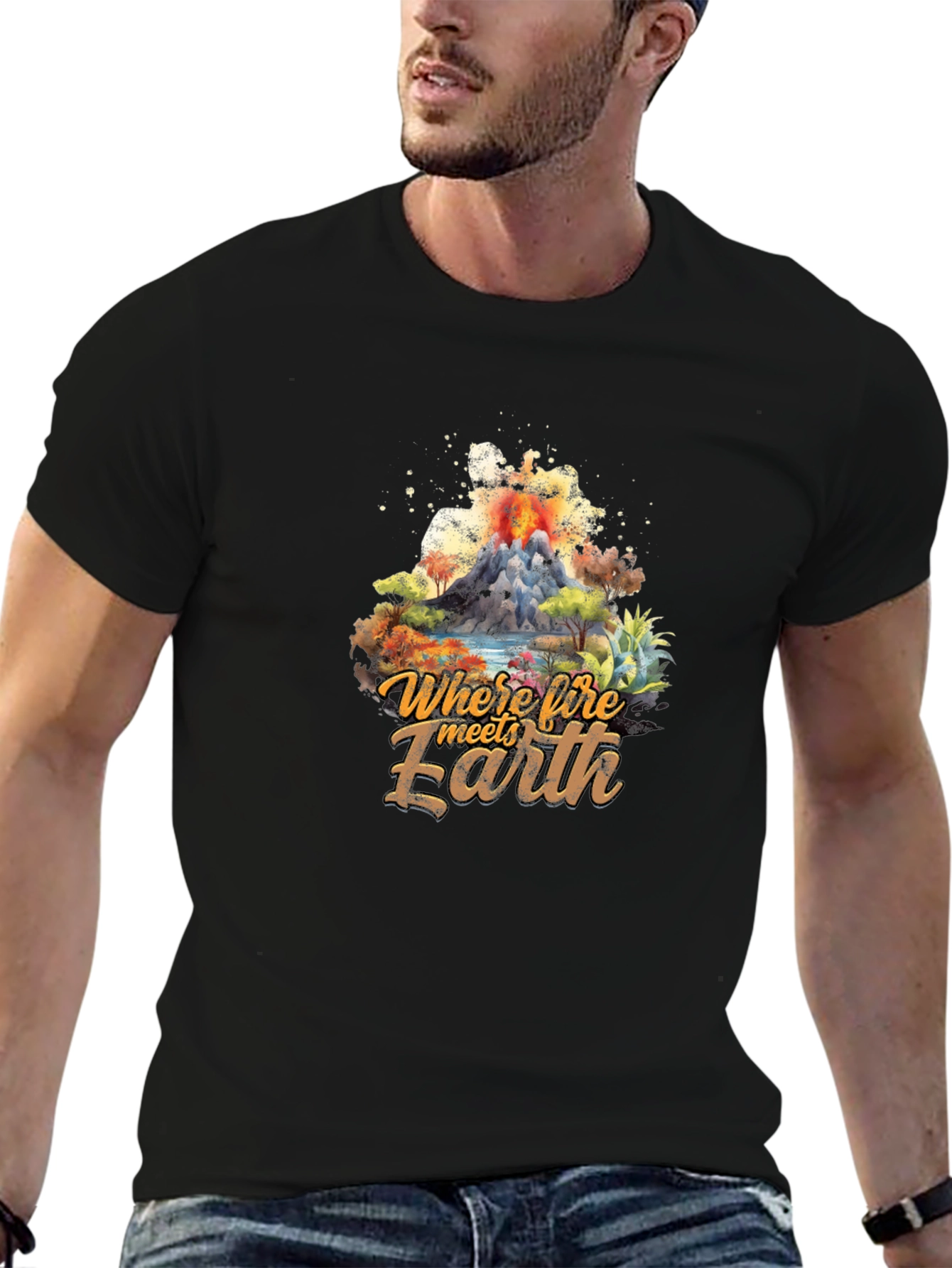 Black Where Fire Meets Earth Graphic Tee view 6
