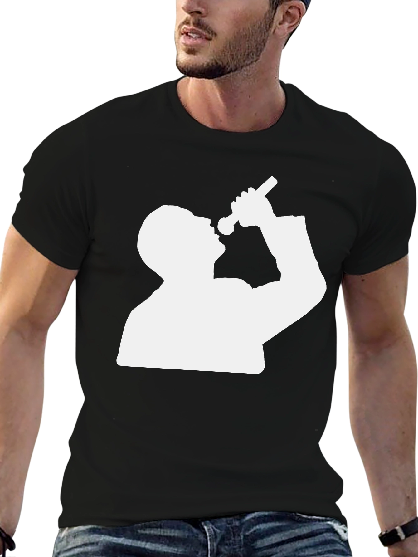 Black Silhouette Singer Graphic Tee - Black Cotton Blend T-Shirt view 6