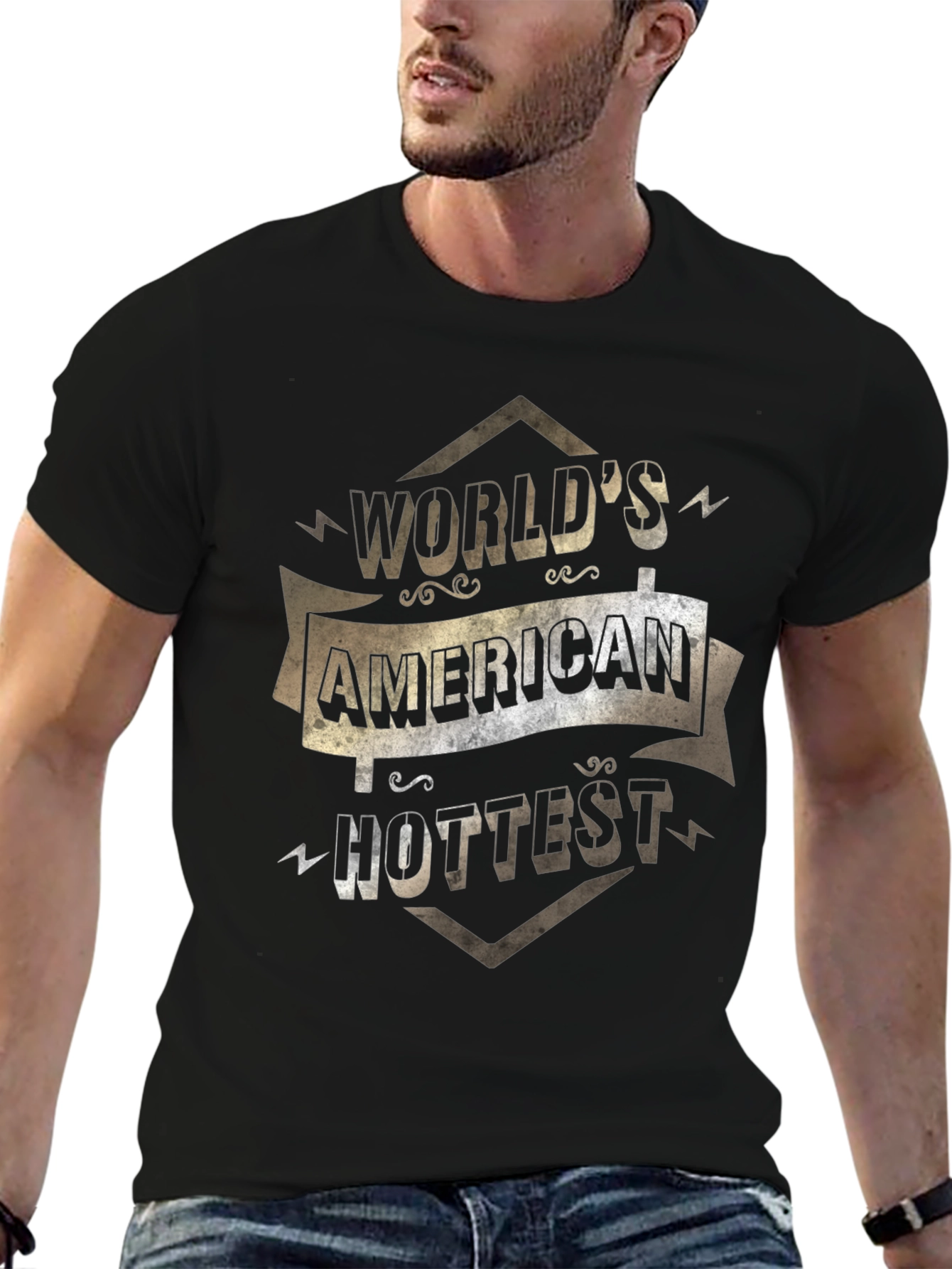 Black World's Hottest American T-Shirt view 6