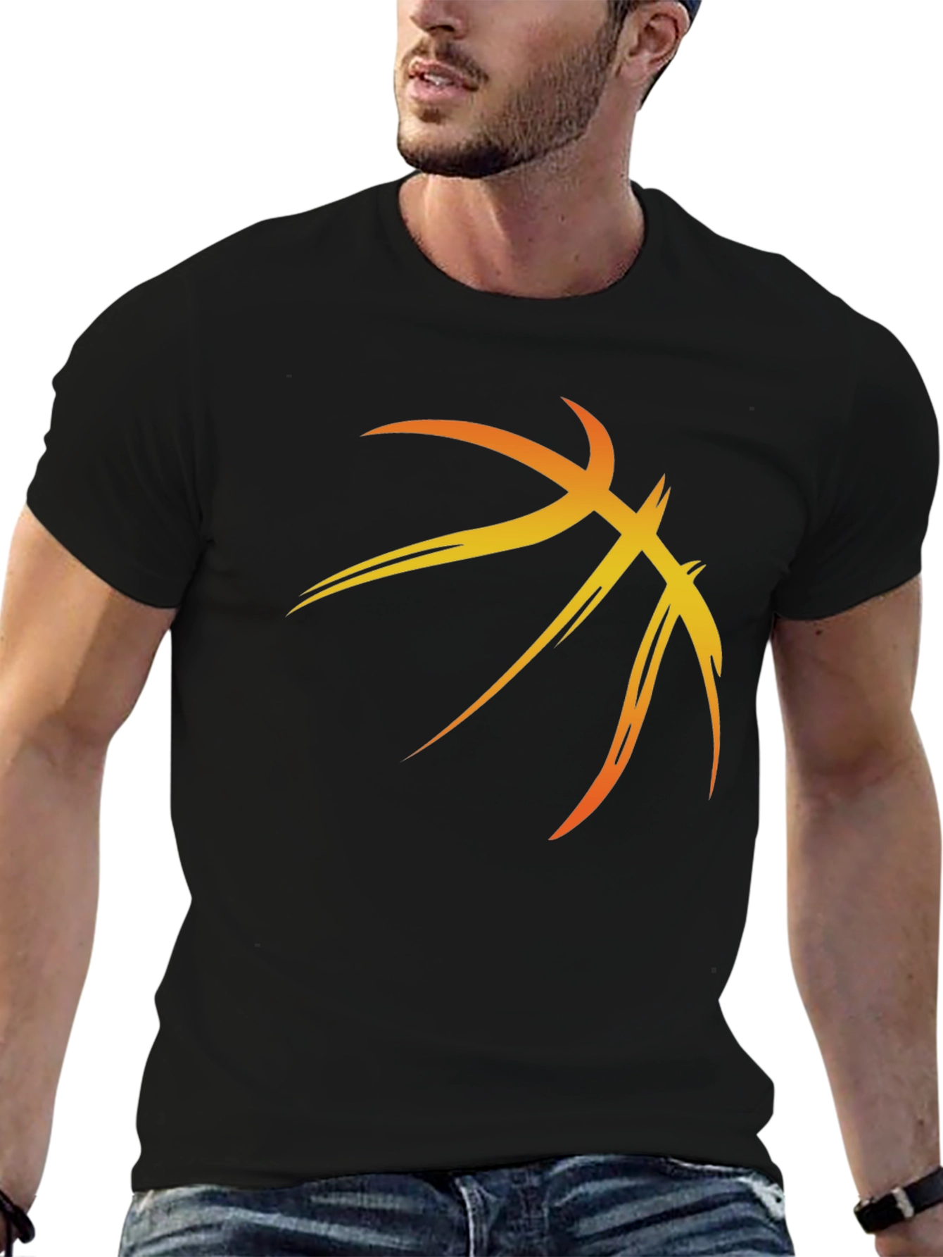 Black Basketball Graphic Tee - Black Cotton Blend Shirt view 6