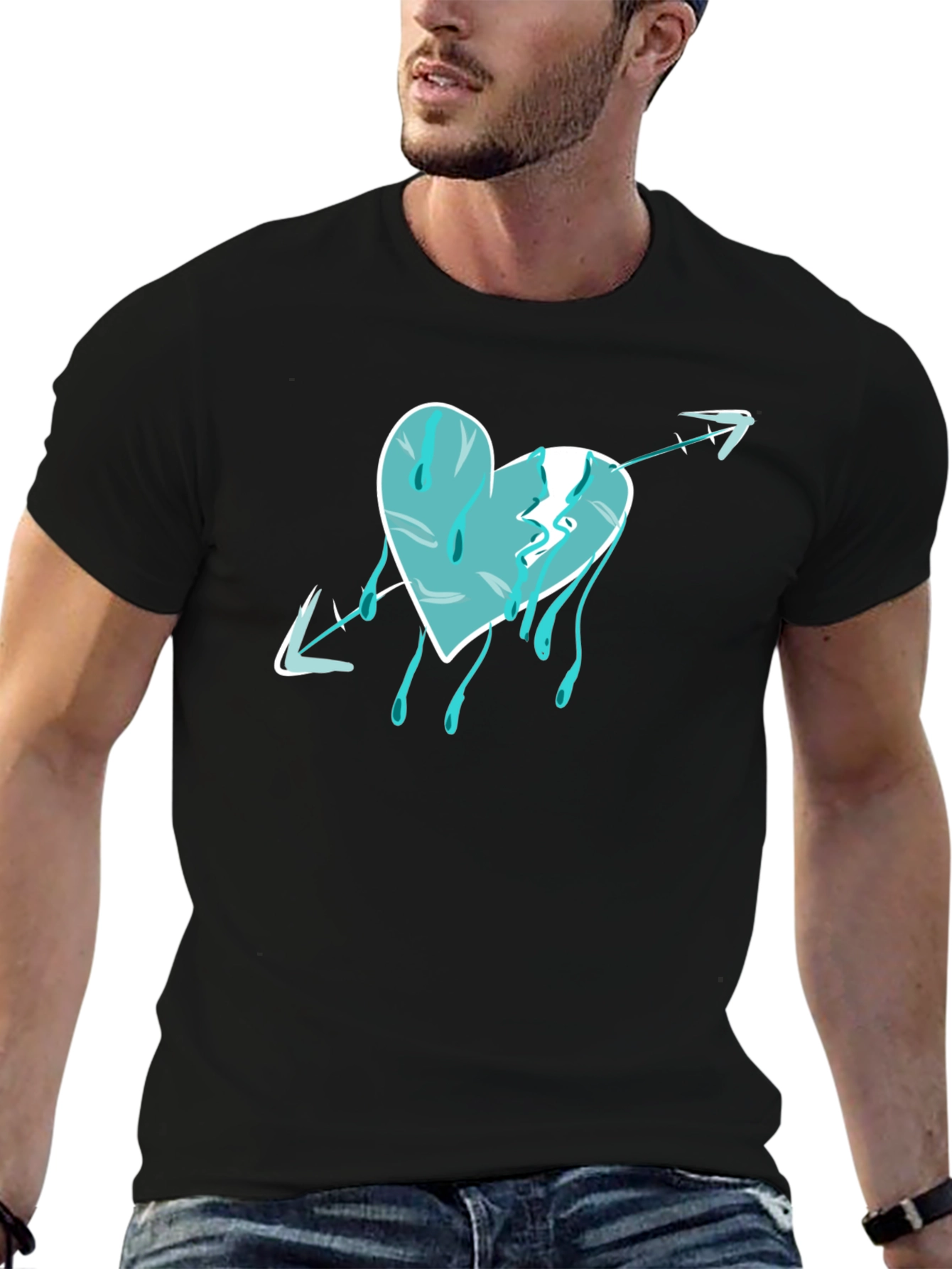 Black Heart Arrow Drip Graphic T-Shirt view 6