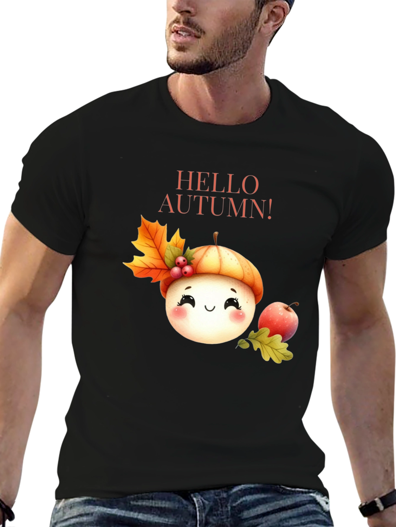 Black Hello Autumn Black T-Shirt view 6