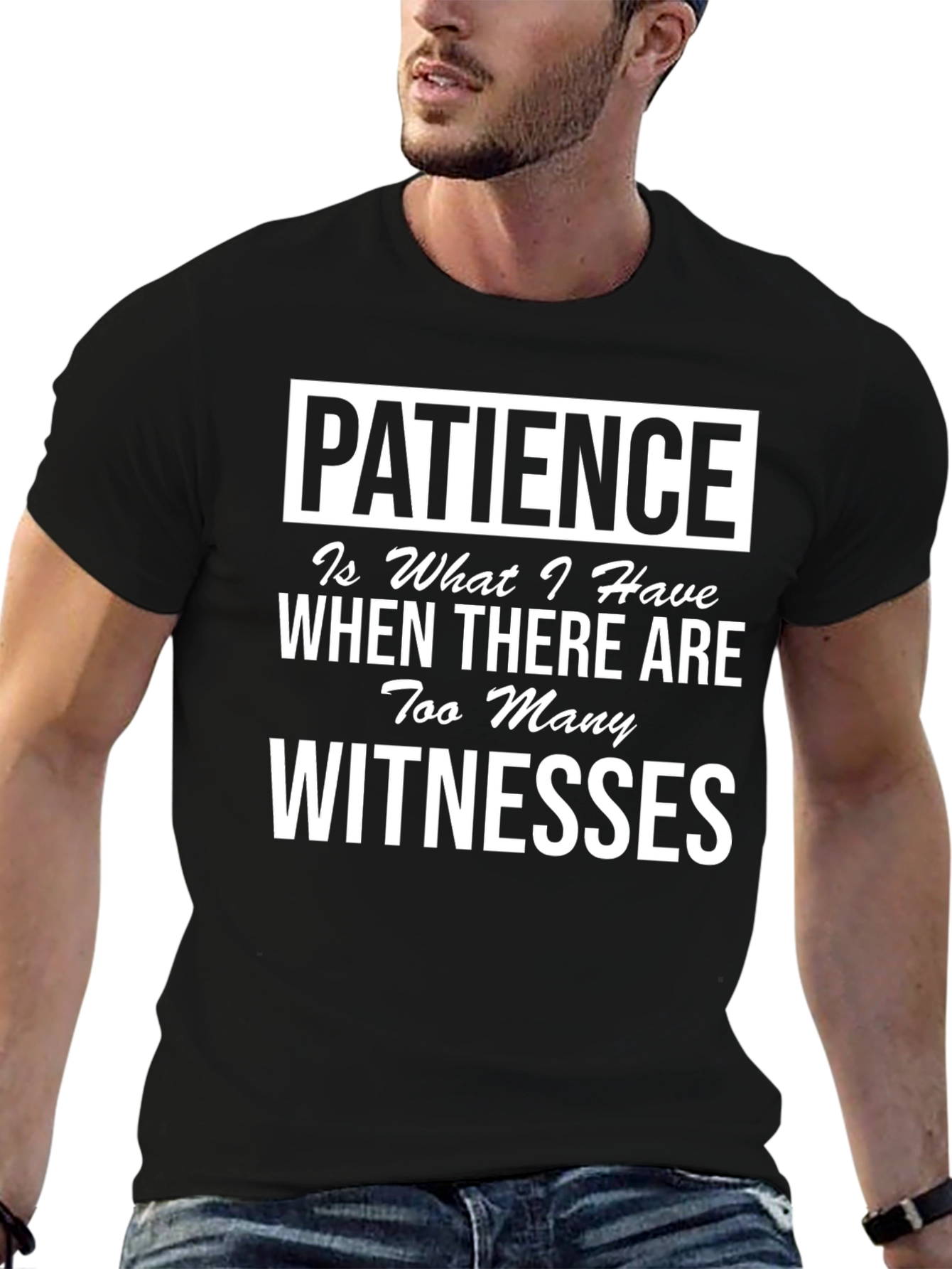 Black Patience Funny Graphic Tee - Black view 6