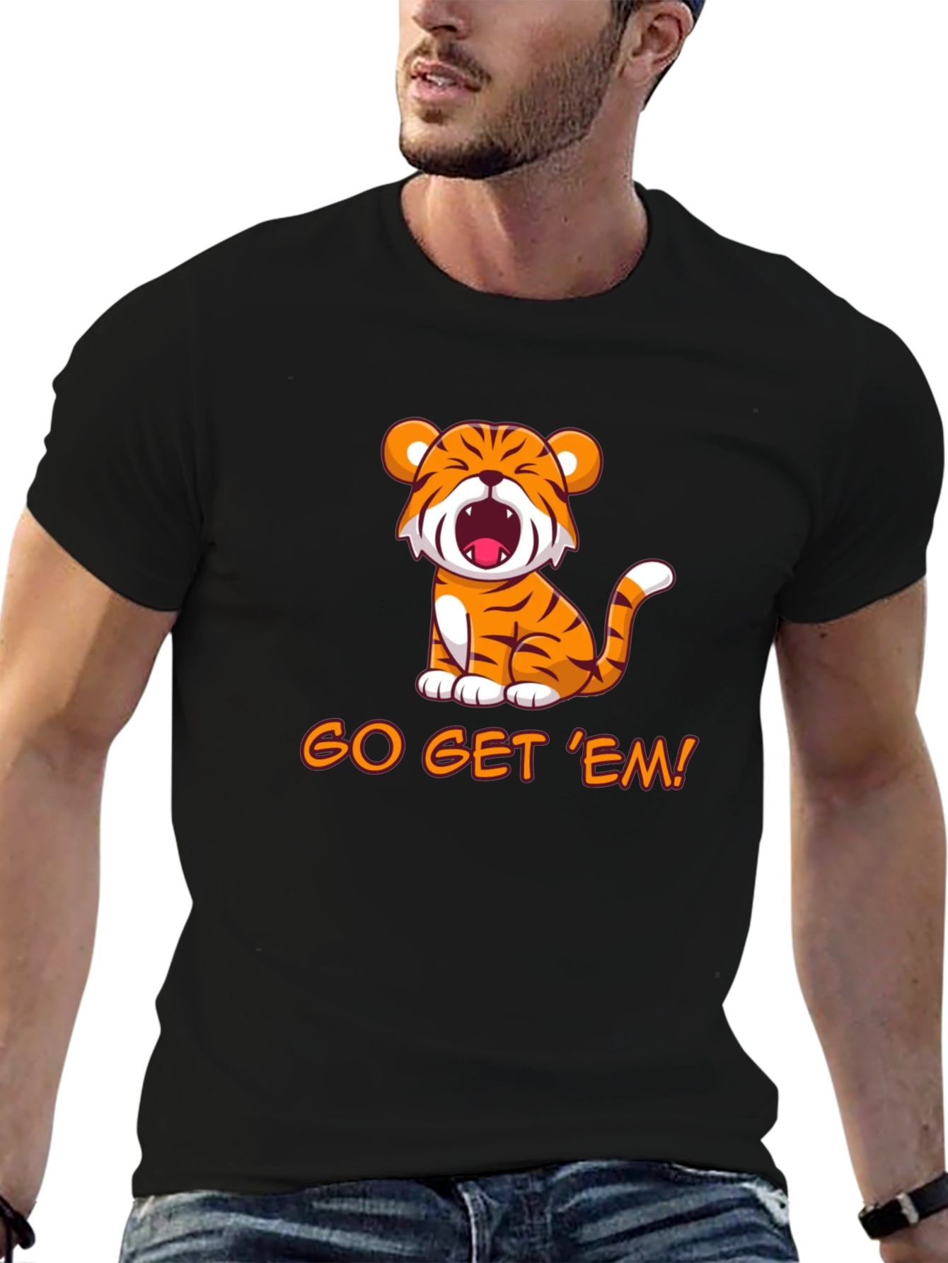 Black Go Get 'Em! Tiger Graphic Tee view 6
