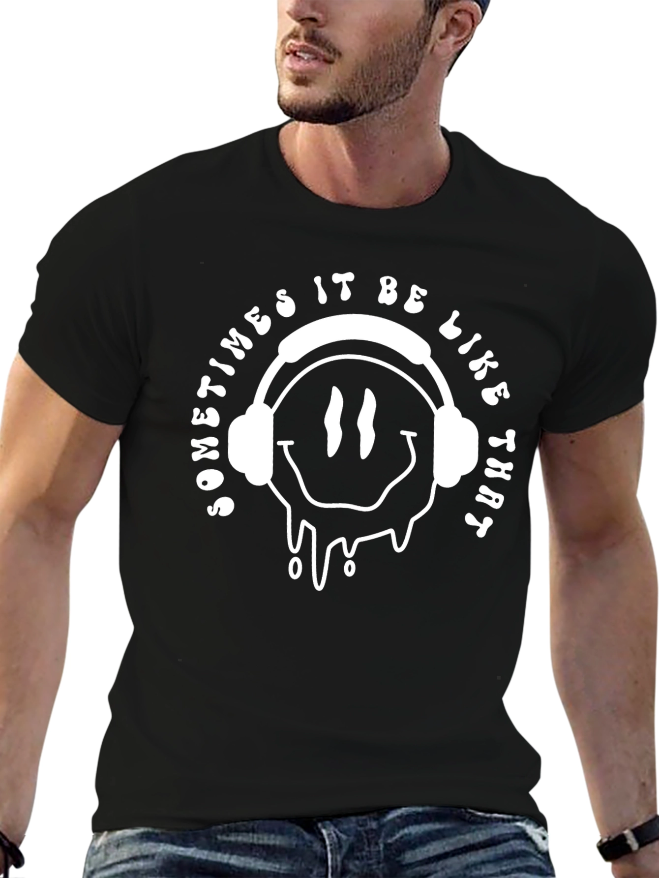 Black Meltdown Smiley Face T-Shirt view 6