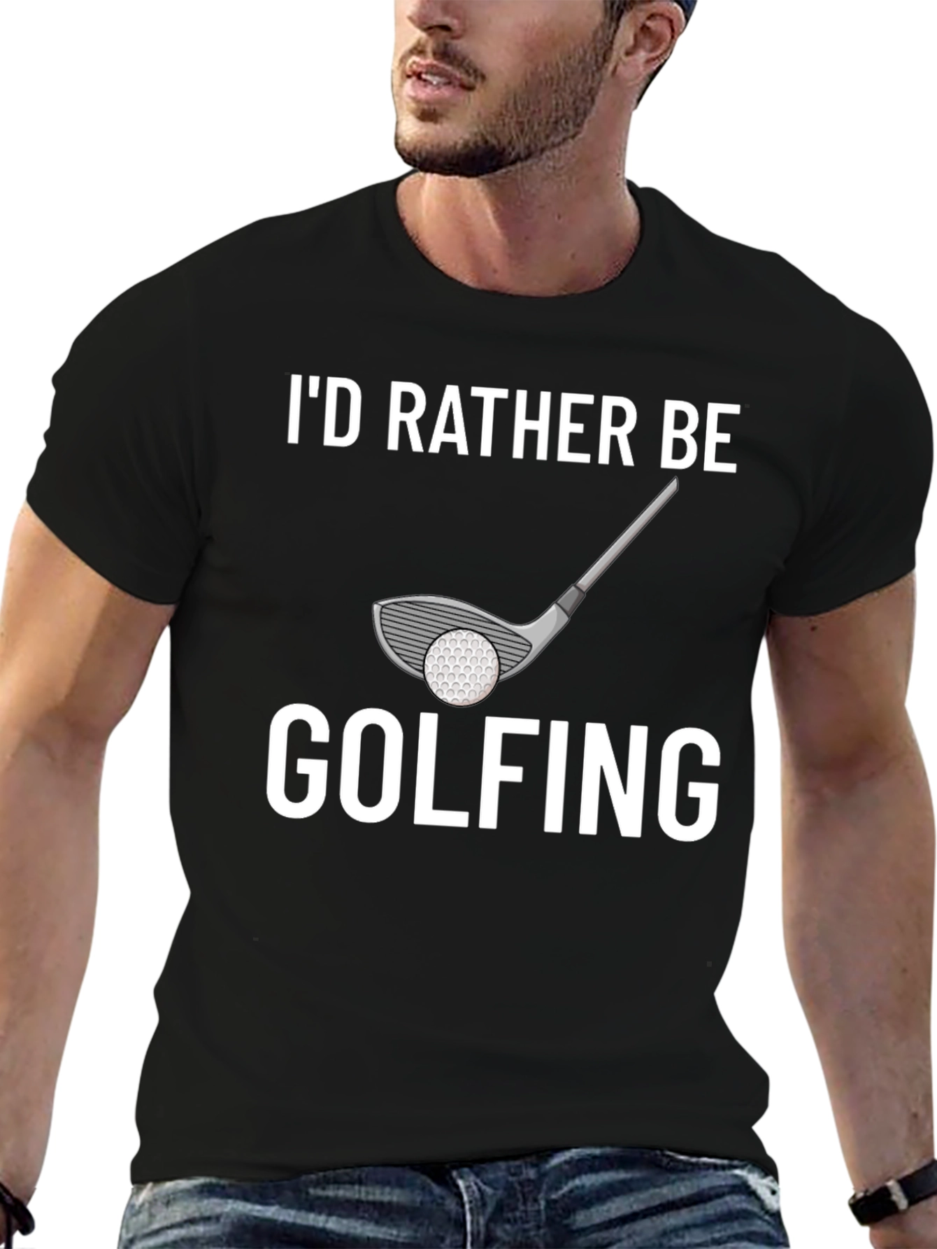Black I'd Rather Be Golfing Tee - Black Cotton Blend Shirt view 6