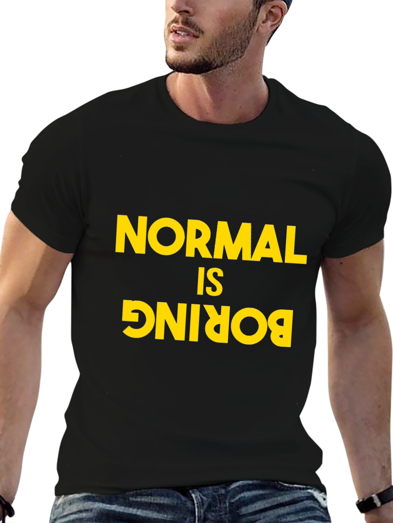 Black Normal is Boring Graphic Tee - Black view 6