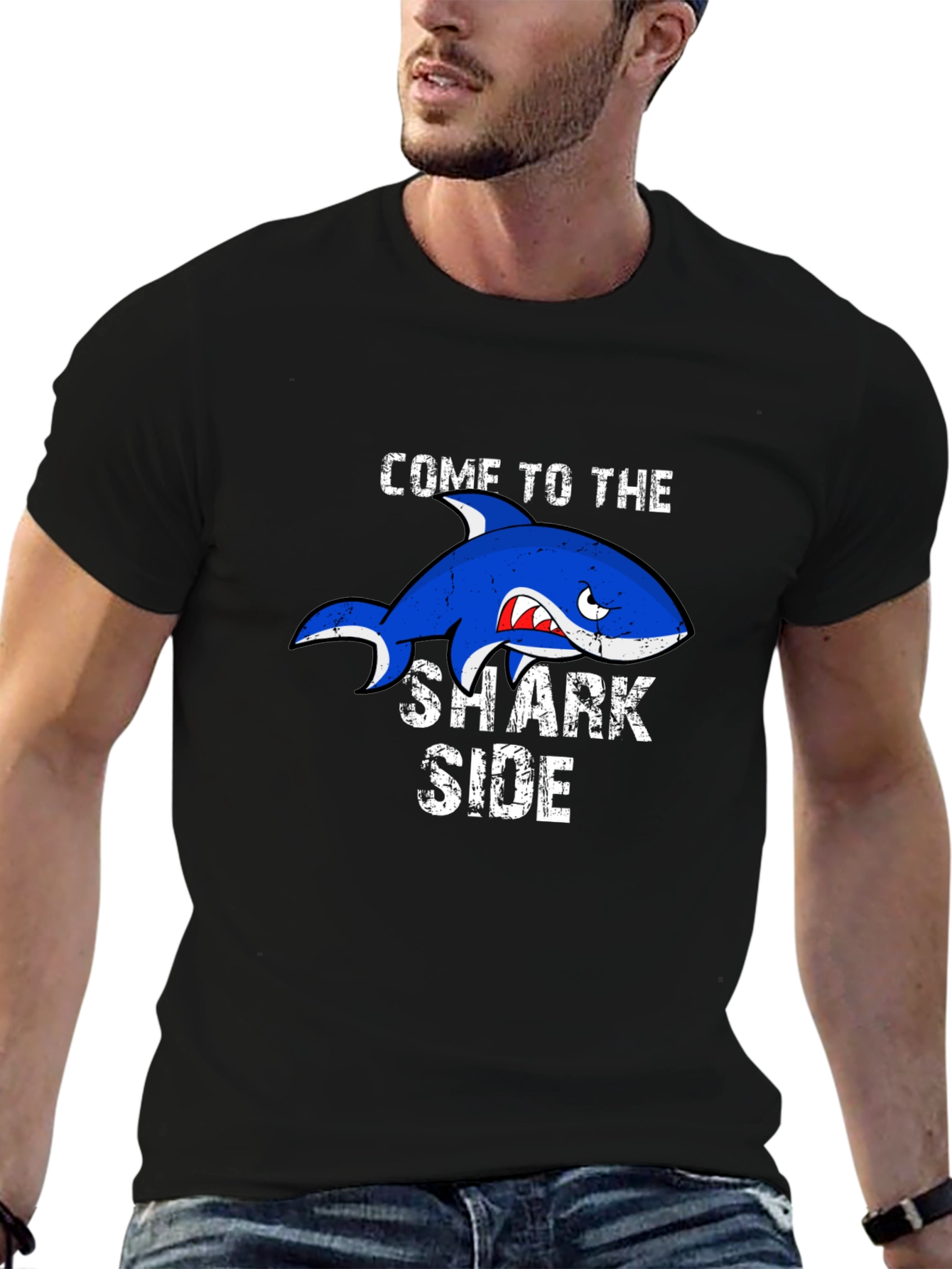 Black Come to the Shark Side Graphic T-Shirt view 6