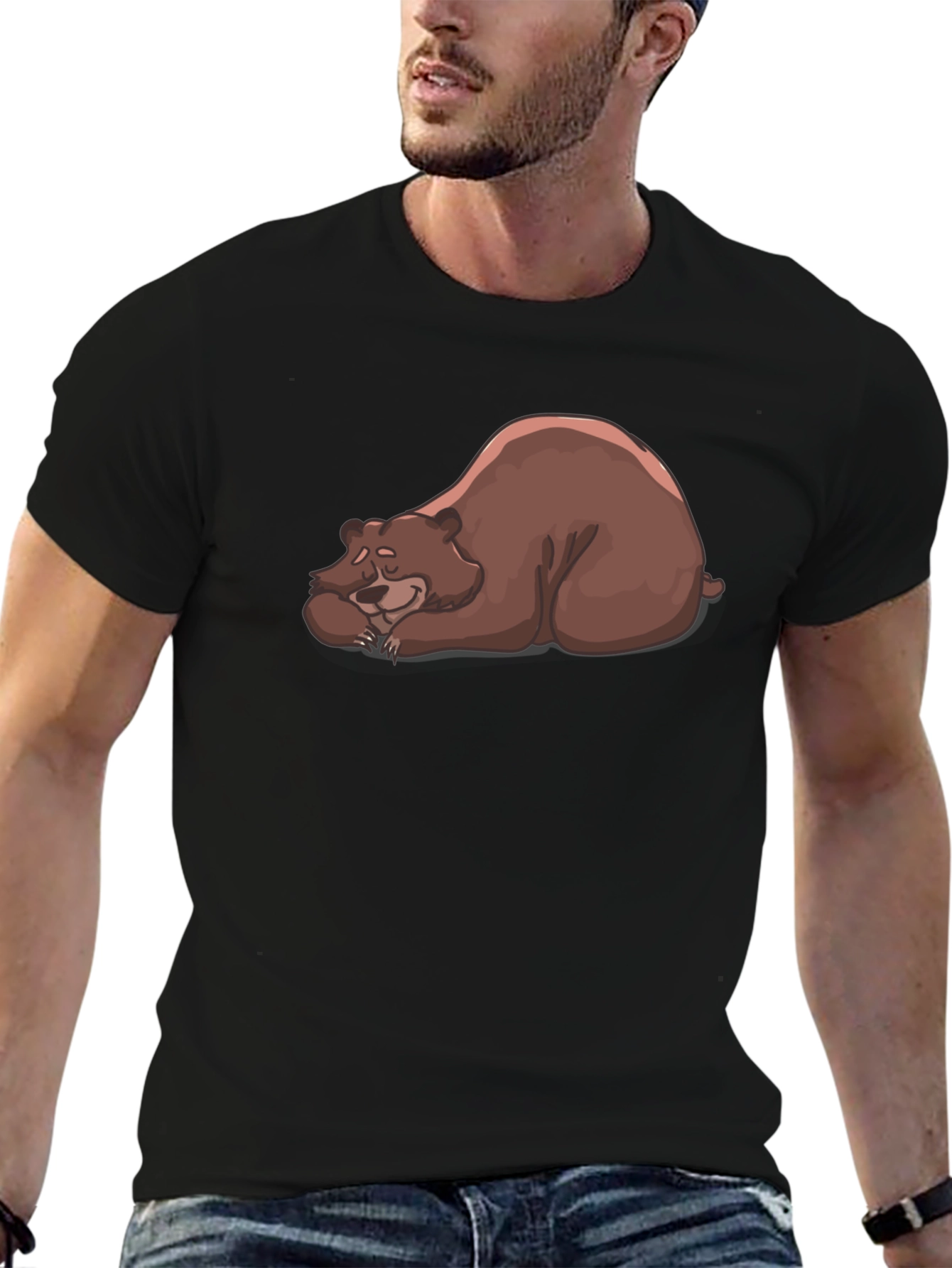 Black Sleeping Bear Graphic T-Shirt - Relaxed Fit view 6