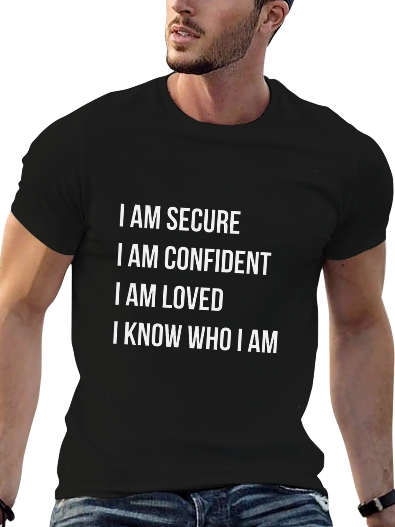 Black Affirmation T-Shirt: I Am Secure, Confident, Loved view 6