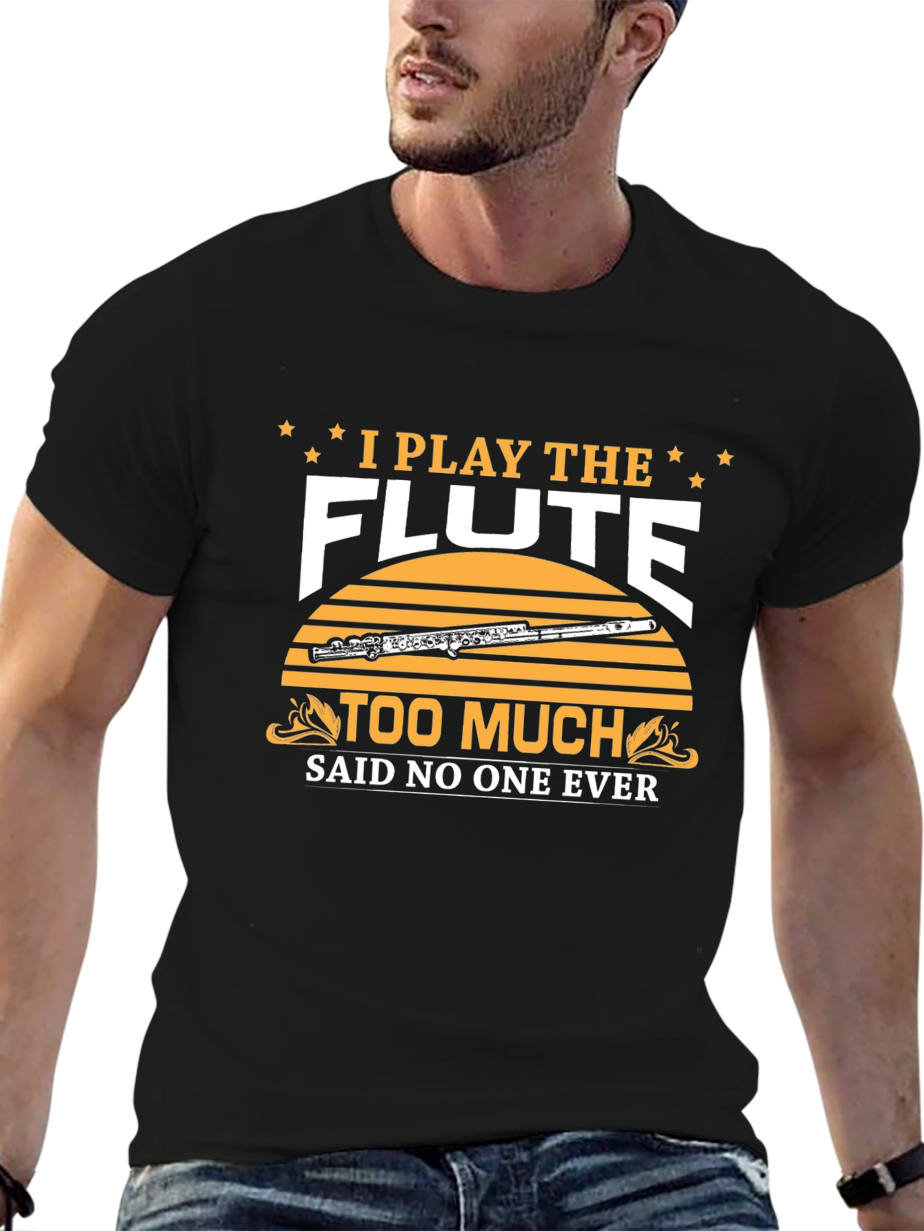 Black Flute Player T-Shirt: I Play the Flute Too Much view 6