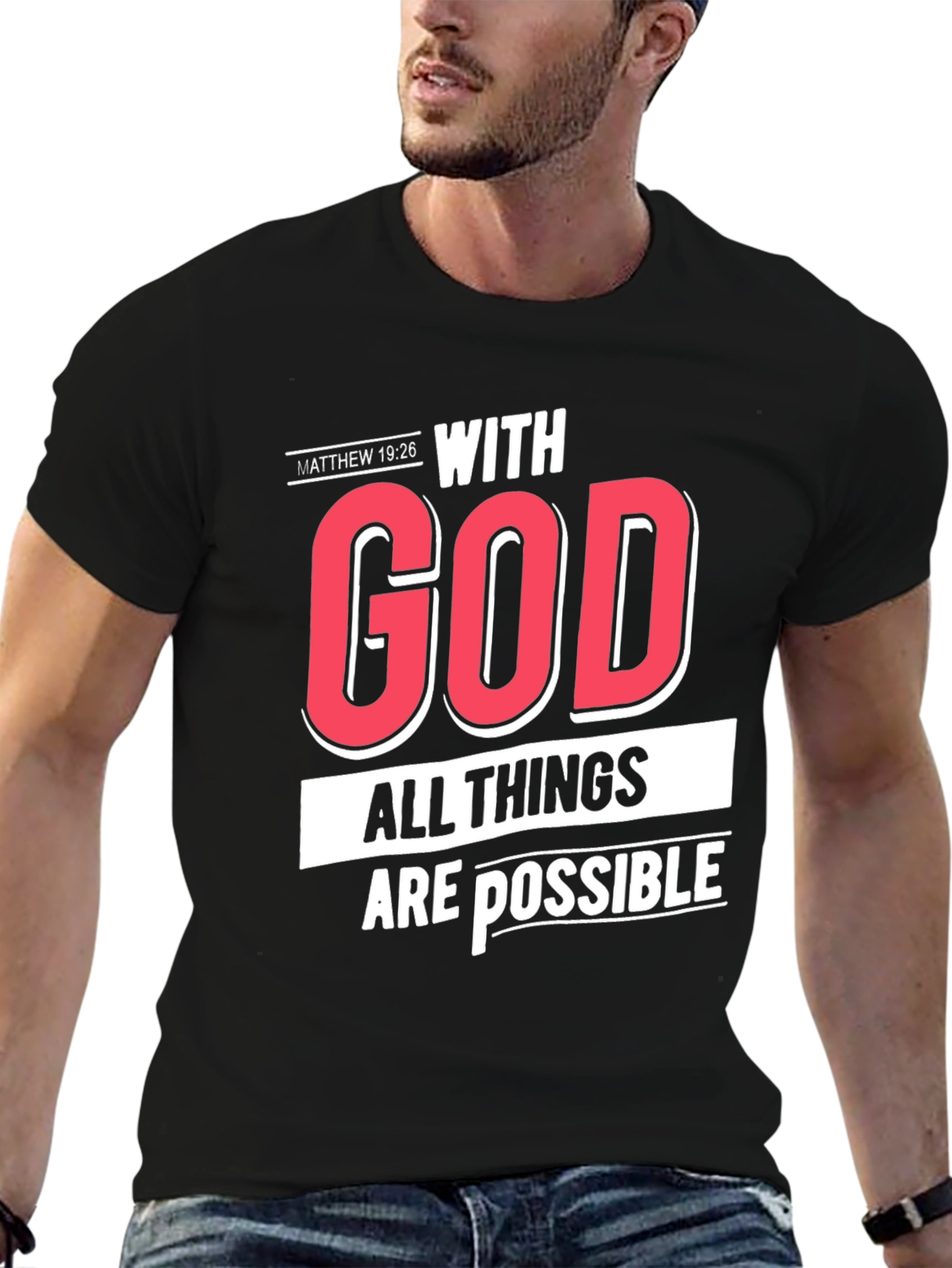 Black With God All Things Are Possible T-Shirt view 6
