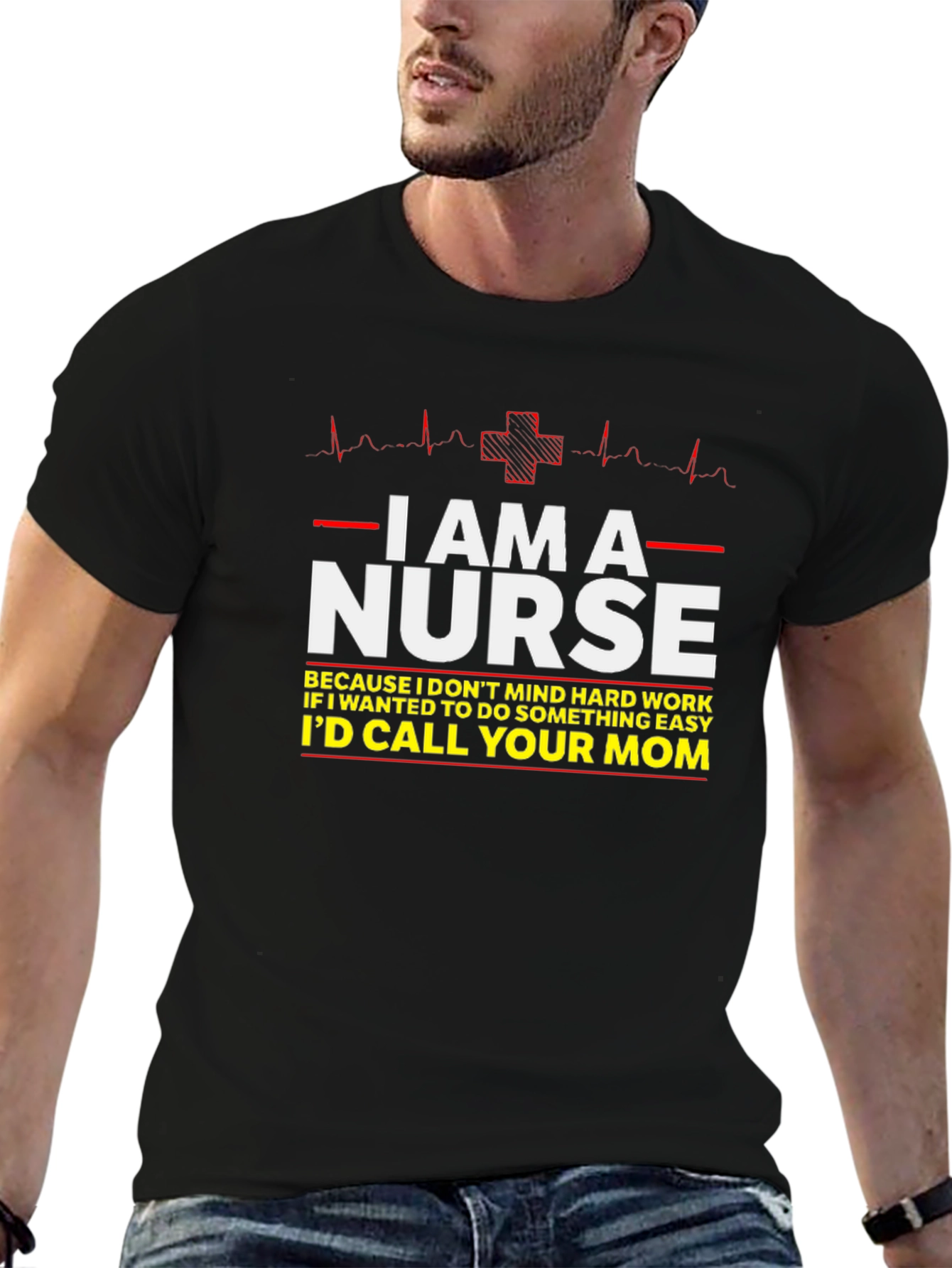 Black I AM A NURSE T-Shirt view 6