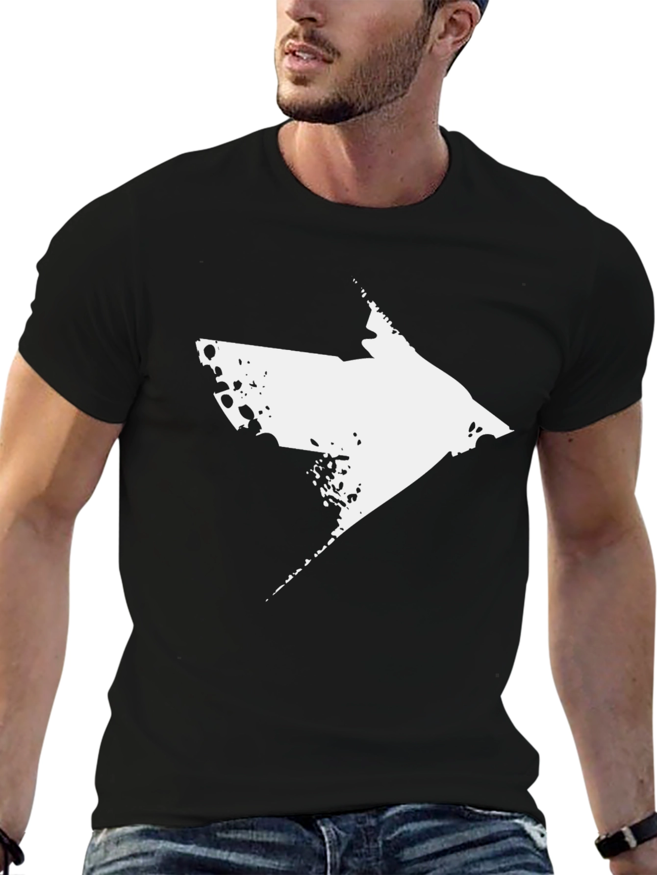 Black Abstract White Arrow Graphic T-Shirt view 6