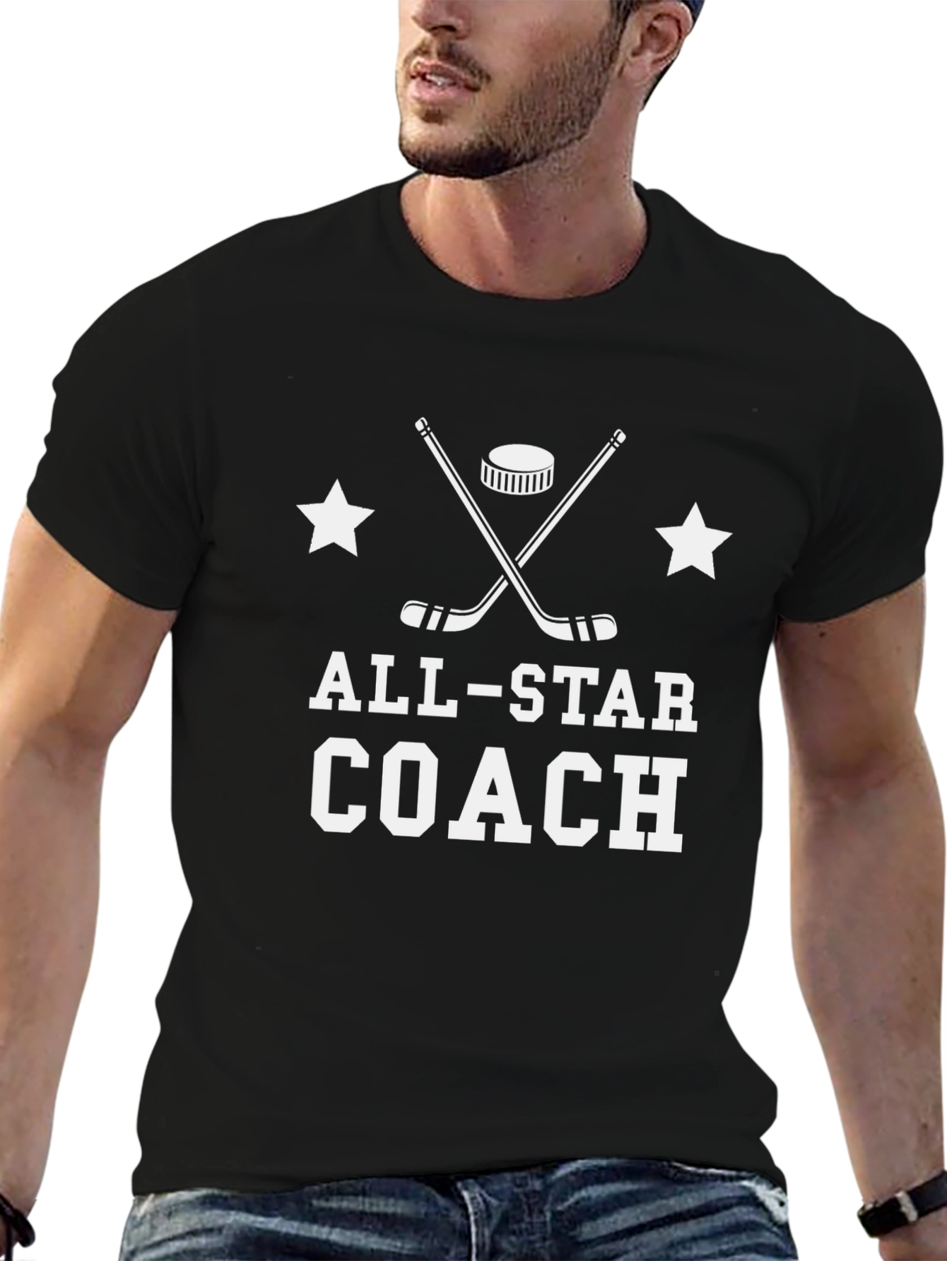 Black All-Star Coach Hockey T-Shirt view 6