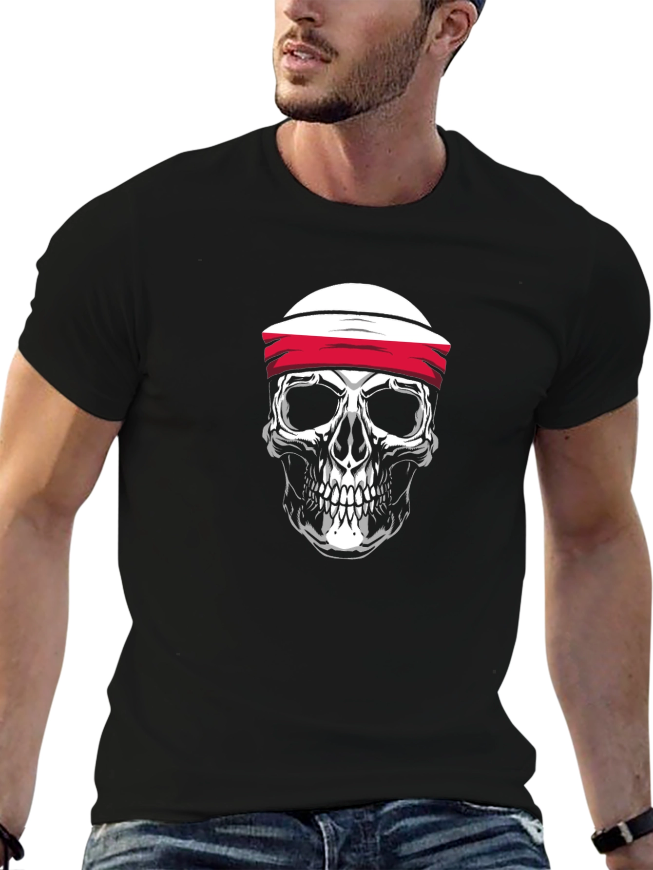 Black Skull Graphic Print T-Shirt - Black view 6