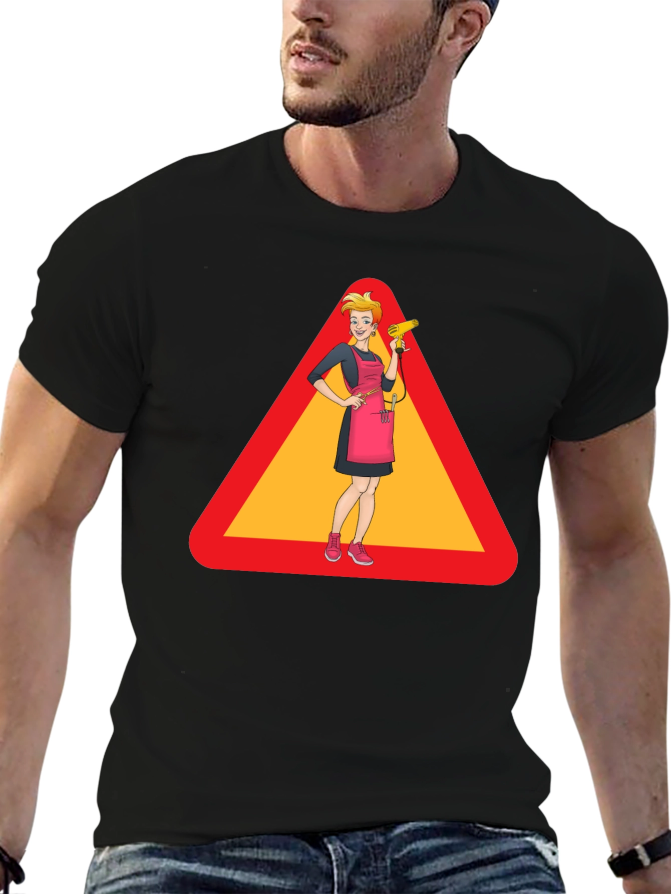 Black Caution: Stylish Hairdresser T-Shirt view 6