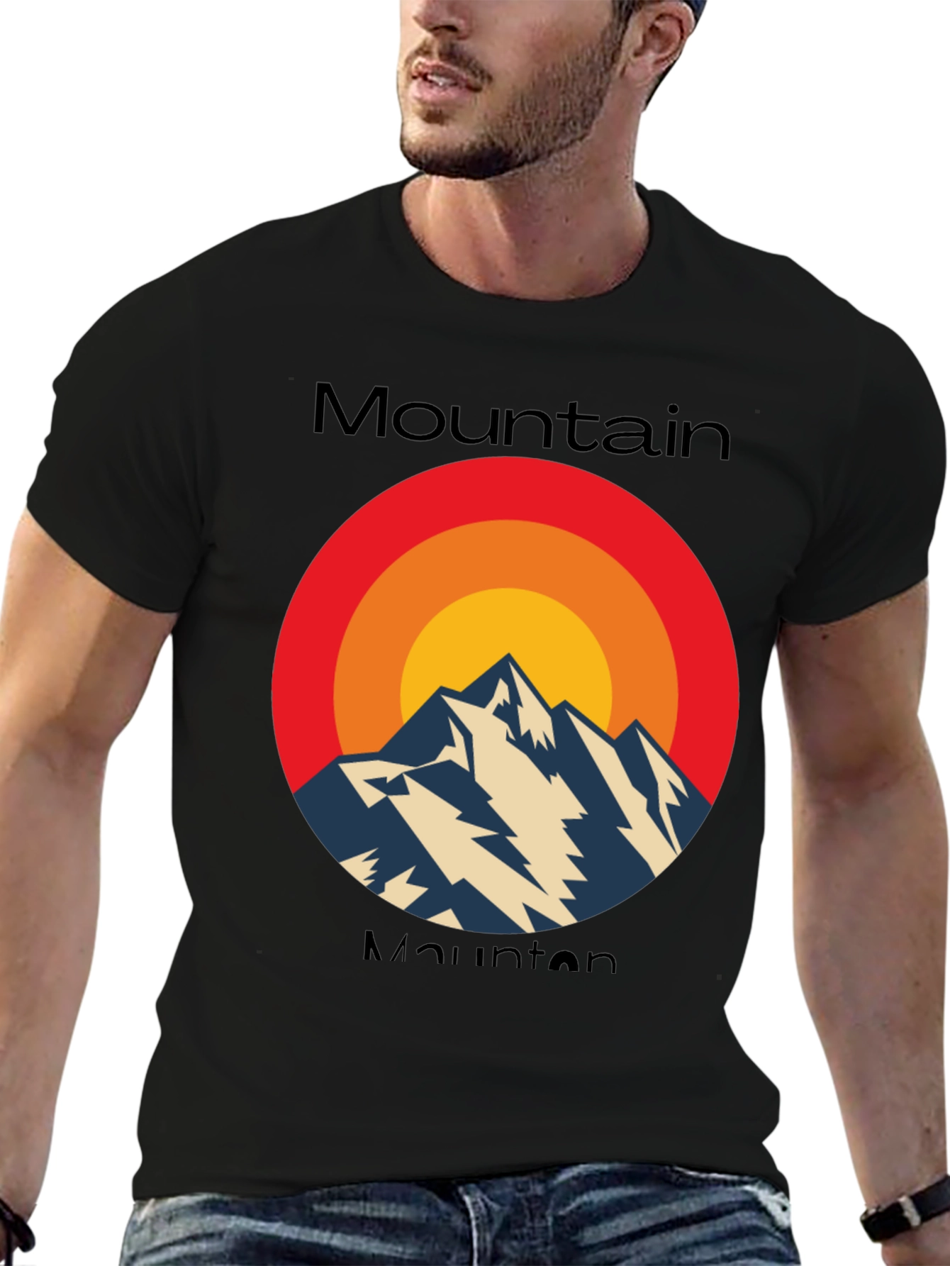 Black Retro Mountain Graphic Tee - Classic Style view 6