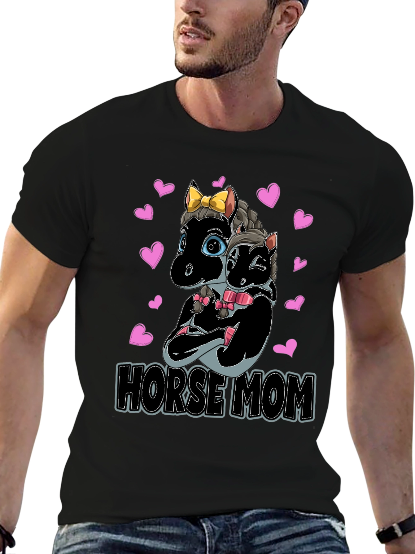 Black Horse Mom T-Shirt - Cute Horse Design view 6
