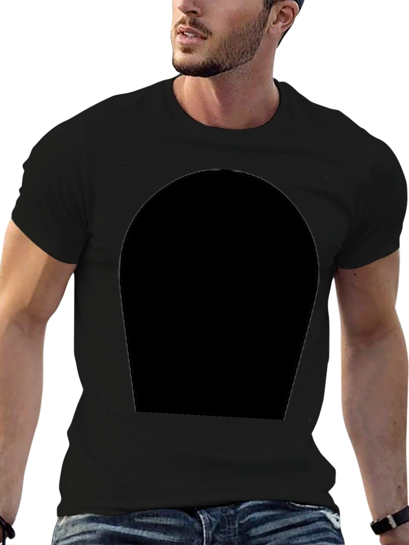 Black Men's Black Crew Neck T-Shirt - Modern Style view 6