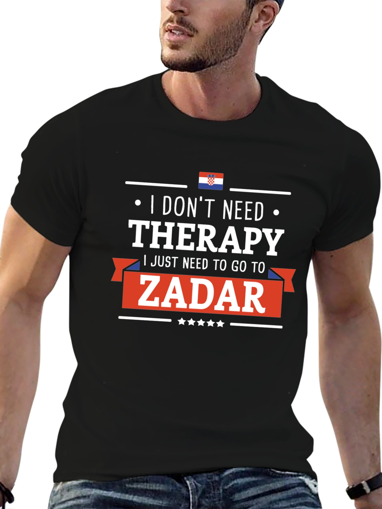 Black Zadar Therapy T-Shirt: Croatia Vacation Tee view 6