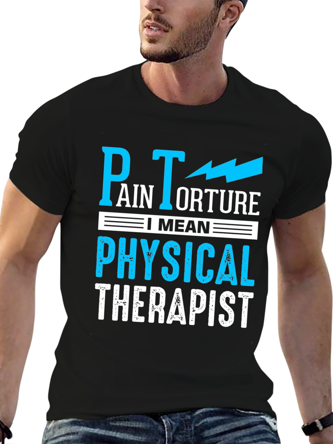 Black Pain Torture Funny Physical Therapist T-Shirt view 6