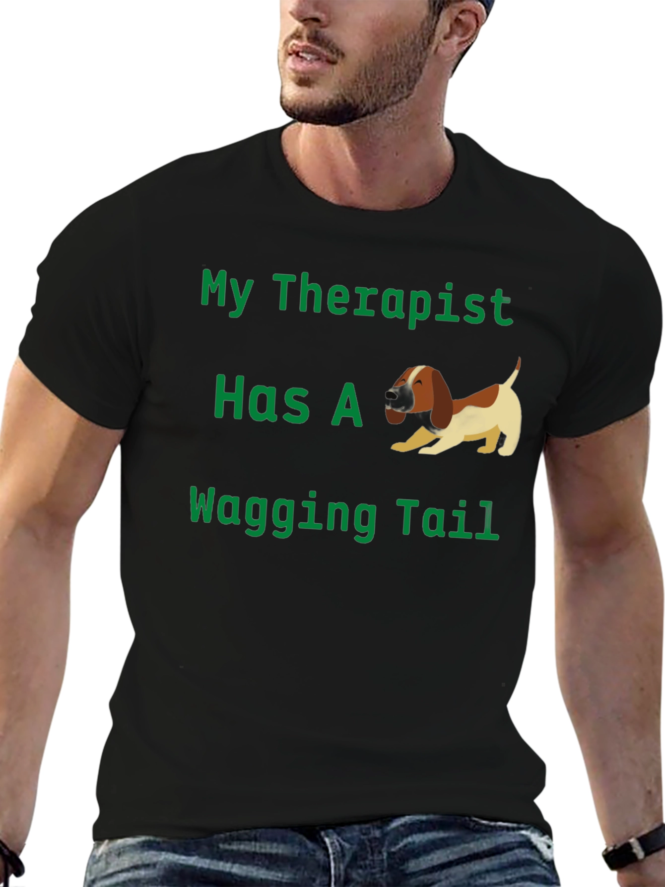 Black My Therapist Dog T-Shirt Funny Pet Lover Tee view 6